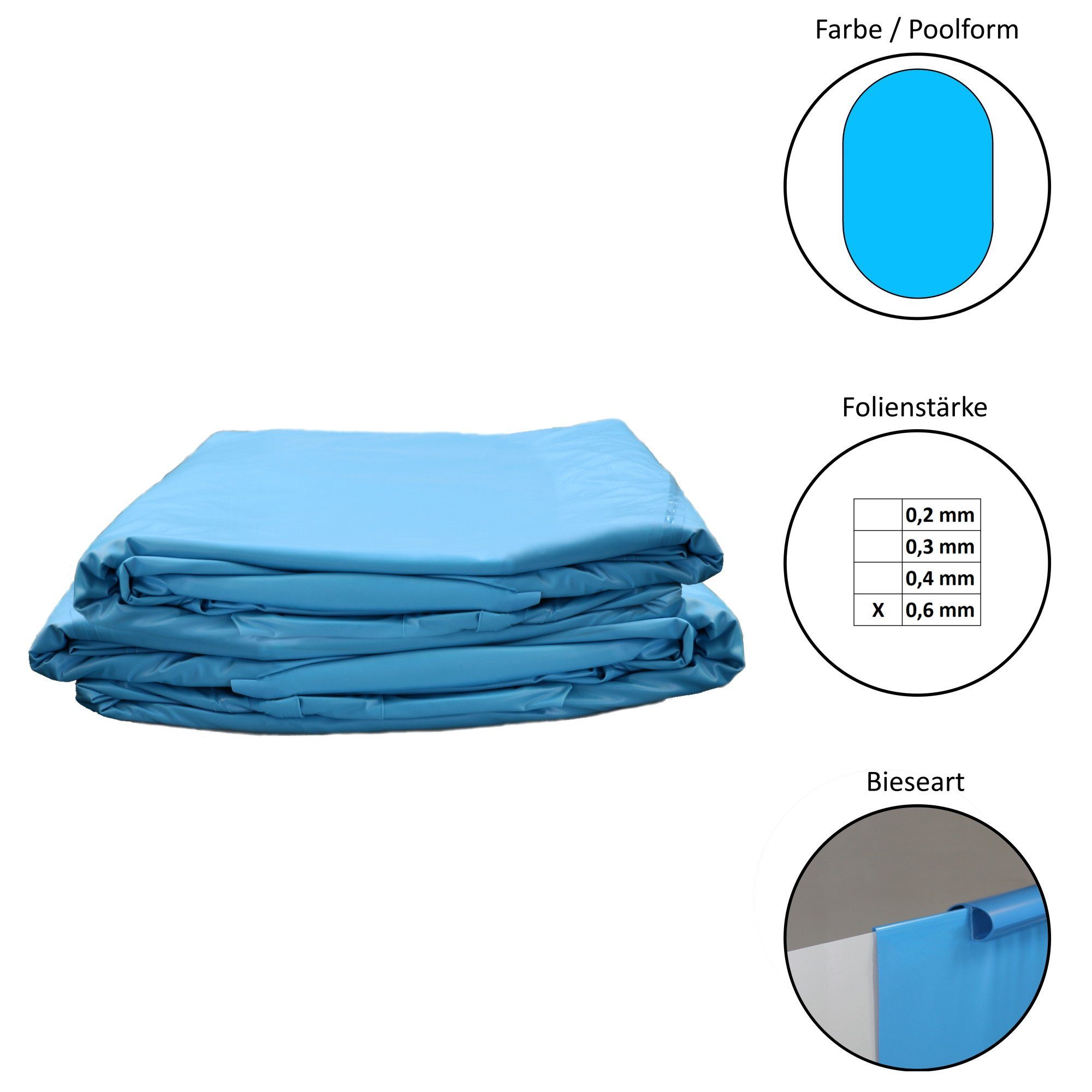 CF Poolinnenhülle Poolfolie Ersatzfolie Ovalformbecken 730x360x120cm, 0,6 mm Stärke, für oval, overlap