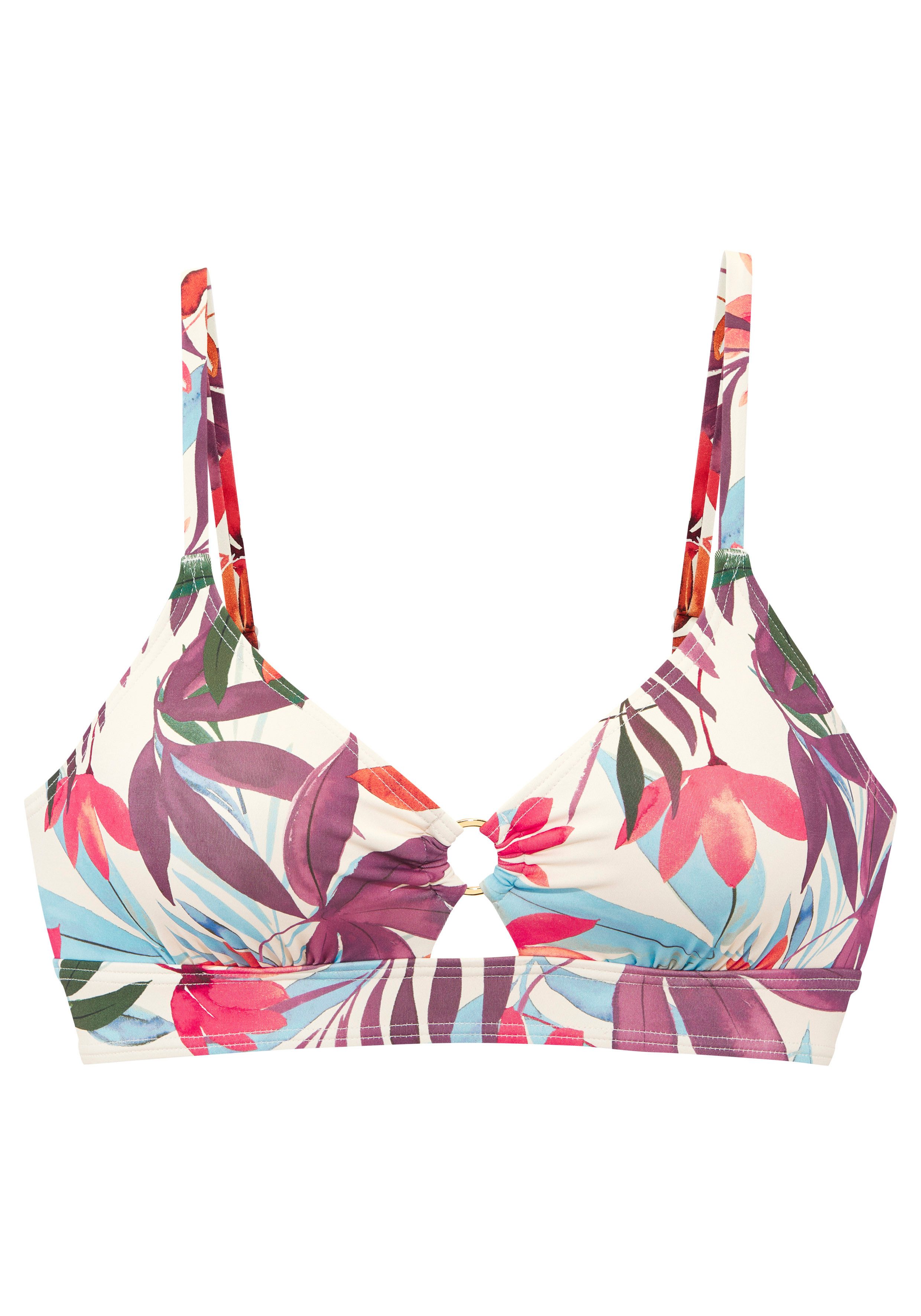 LASCANA Triangel-Bikini-Top Imani, mit modischem Blätterdruck günstig online kaufen