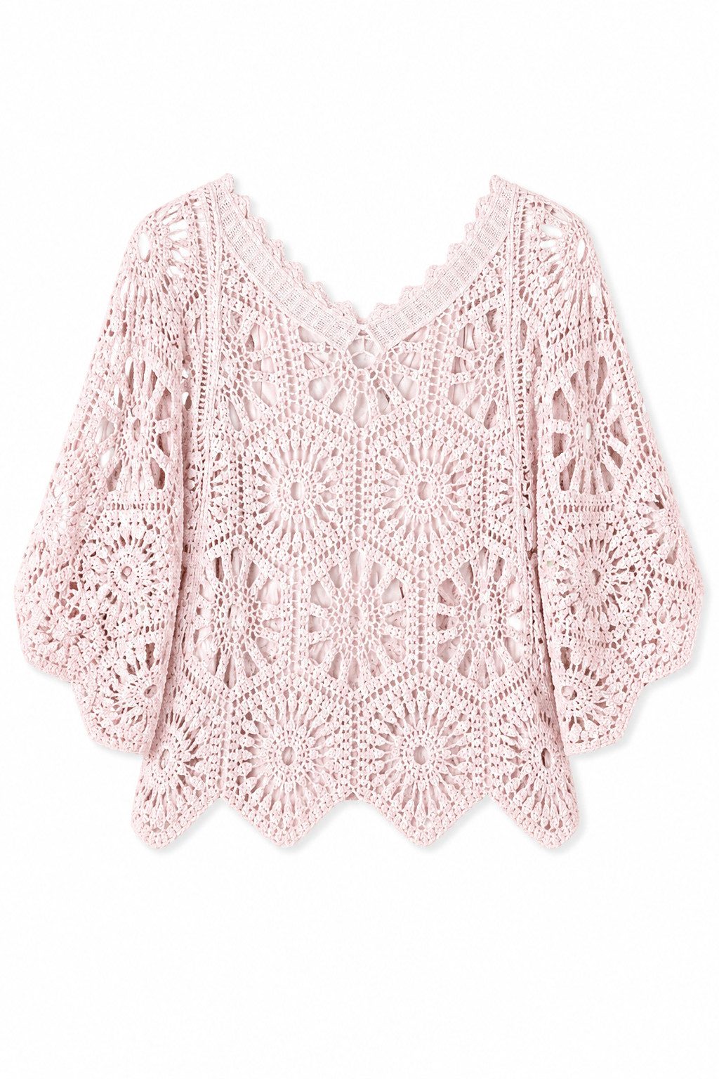 ITALY VIBES Blusenponcho - Häkelshirt - Spitzenshirt - ITALY VIBES - Boho - Oversize ONE SIZE- passend für Größen S - L