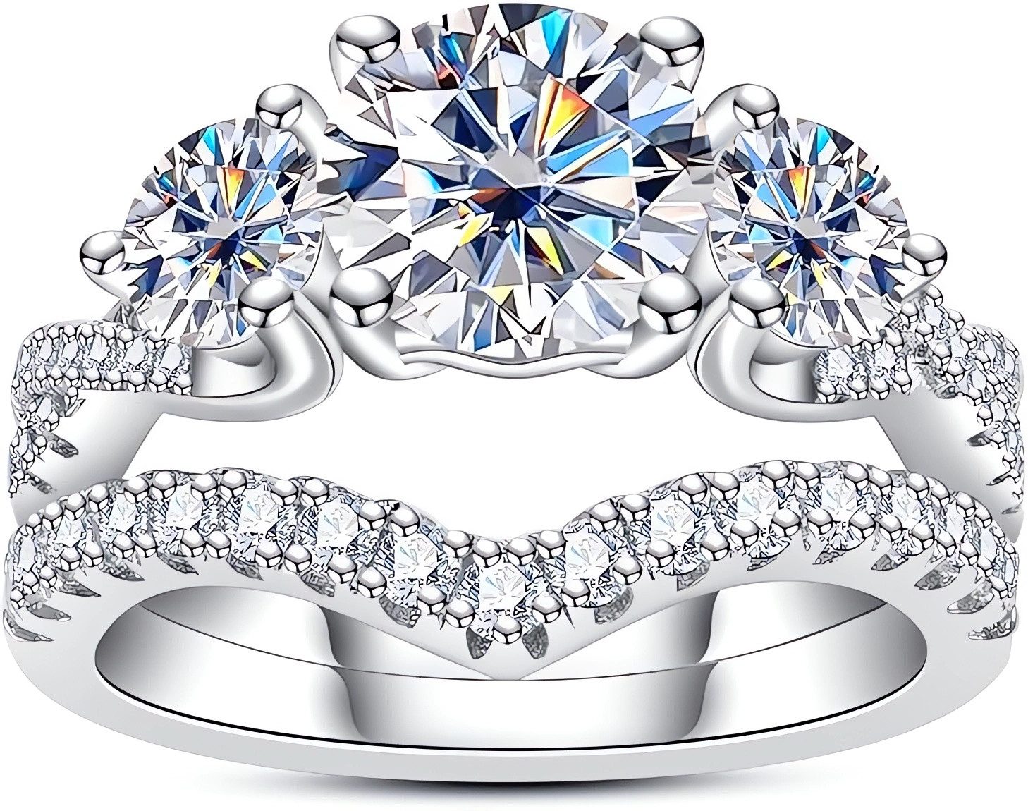 Jumpeak Diamantring E Farbe VVS2 14K Weißgold Labordiamant Ring, Hochzeit B günstig online kaufen