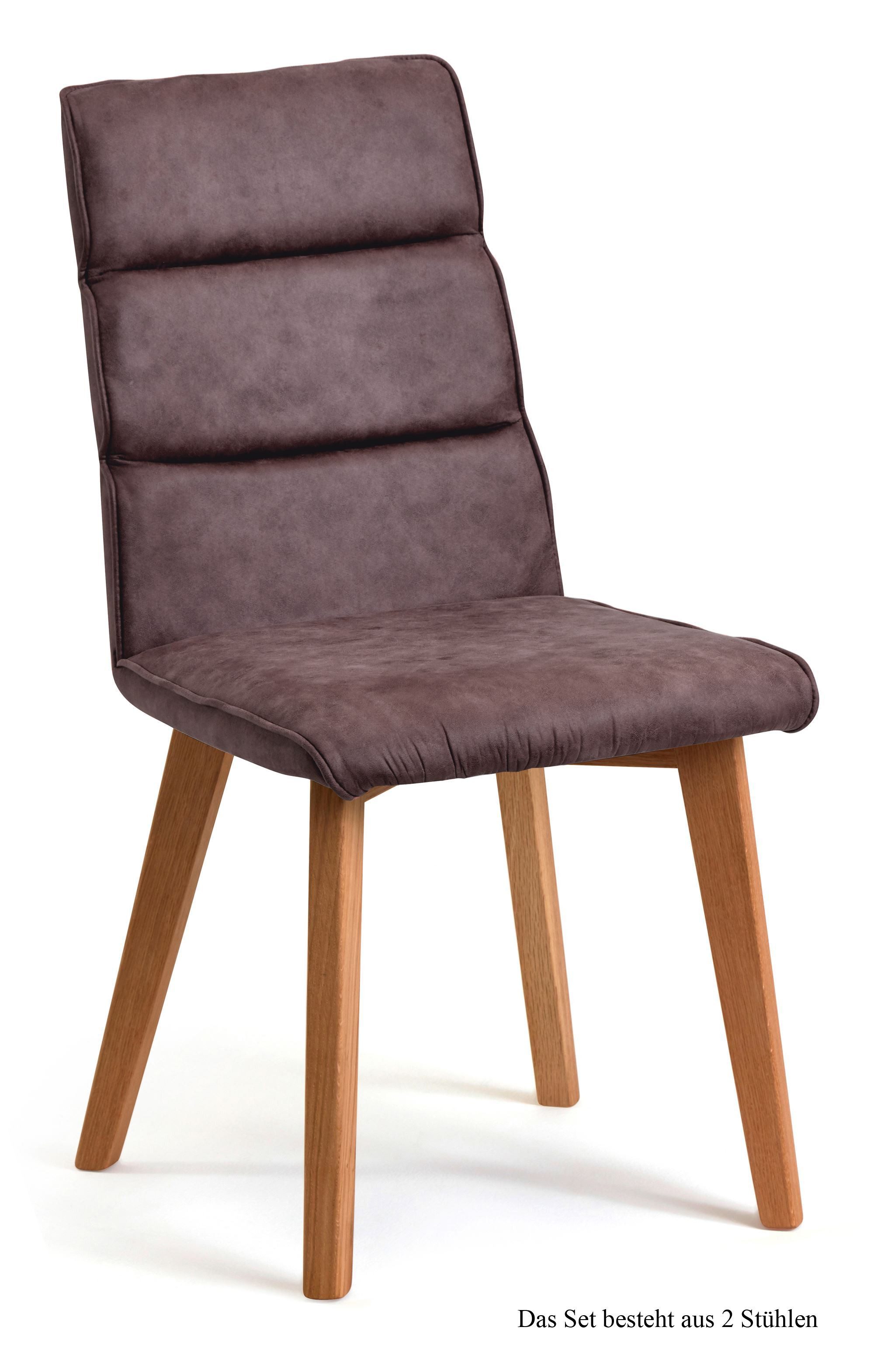 58 aufm Kessel Esszimmerstuhl Küchenstuhl (2er-Set) Darell 47x92x60 Eiche geölt/Braun (Lieferung bis Verwendungsstelle, 2 St), Stabiles Gestell aus Massivholz pflegeleichter Bezug aus Microfaser