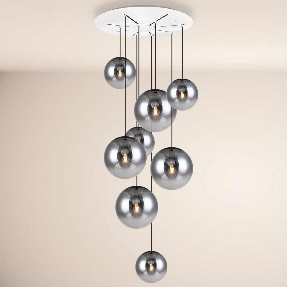 s.luce Pendelleuchte XL Galerieleuchte Progress 8-flammig mit Modular Baldachin Rauchfarben