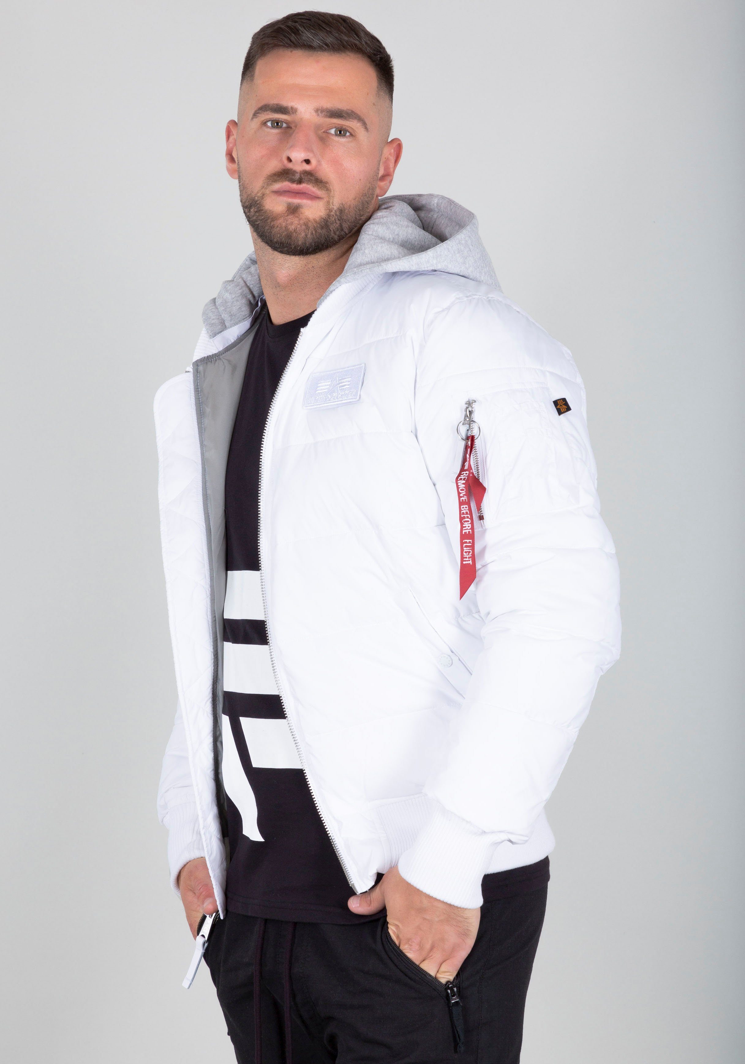 Print Industries Back ZH Steppjacke white Alpha MA-1