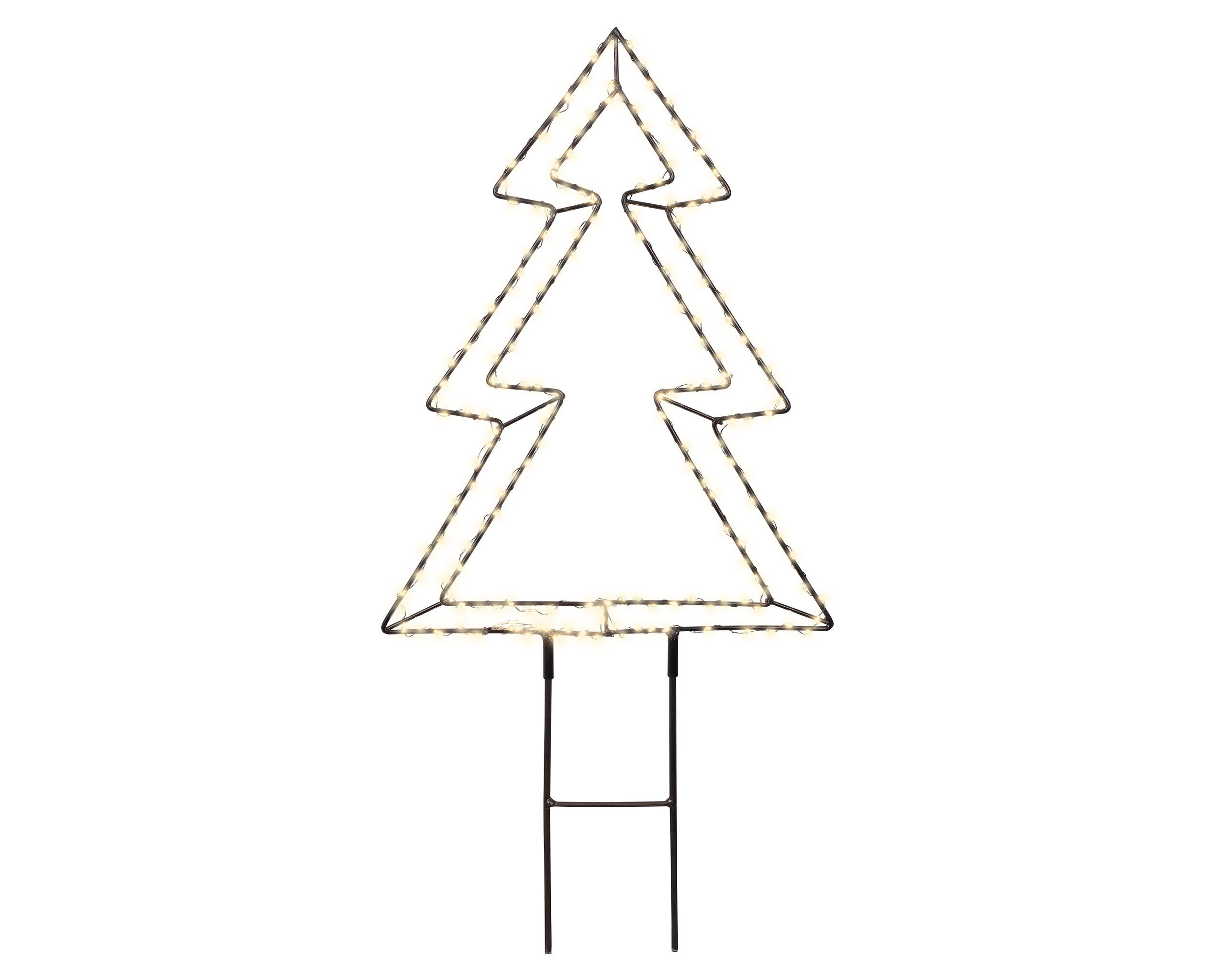 Lumineo Gartenstecker LED Gartenstecker Weihnachtsbaum Outdoor 40cm Metall Schwarz Warmweiß