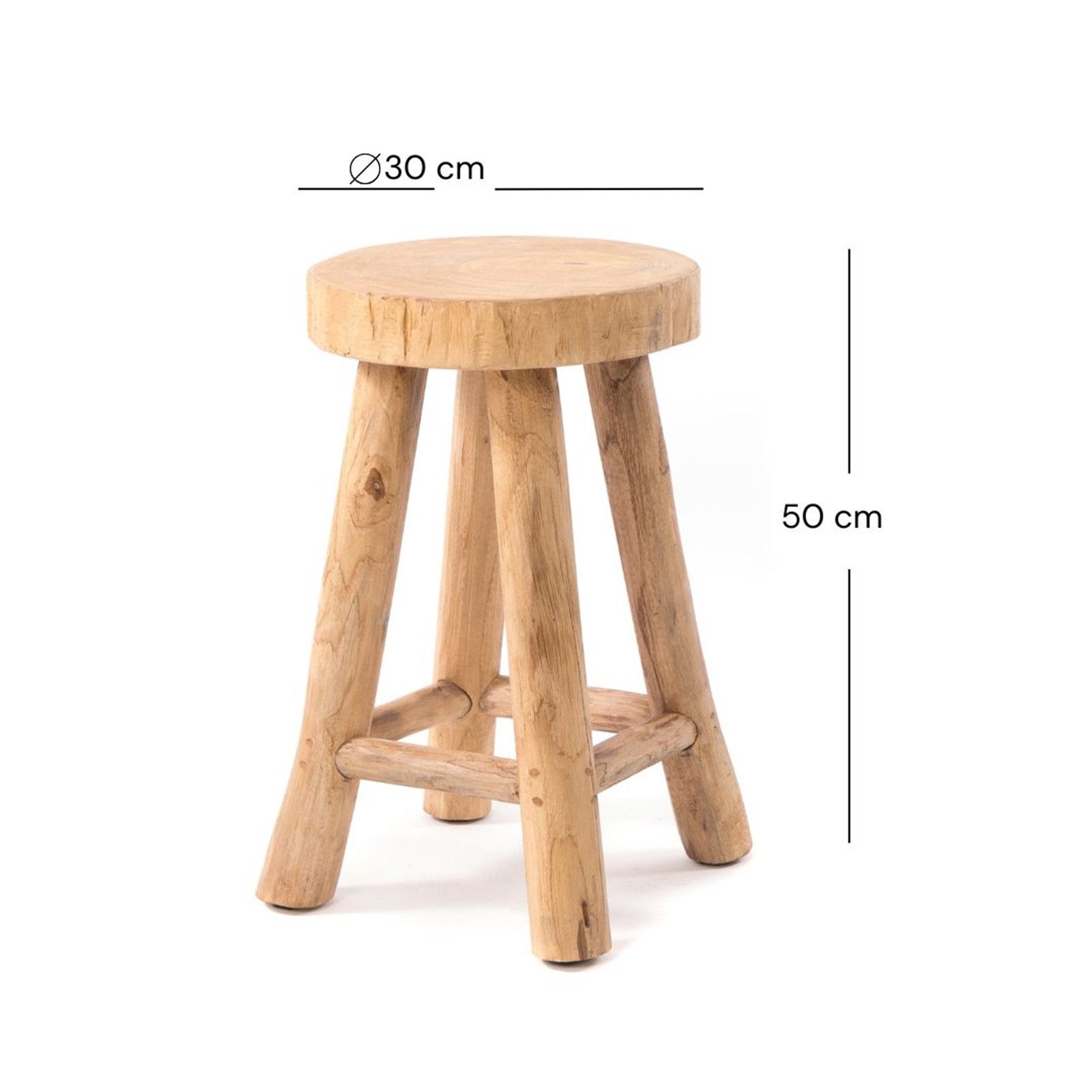 DESIGN DELIGHTS Hocker RUNDER HOCKER "PINTO", Holz massiv, 50x30 cm, Natur günstig online kaufen