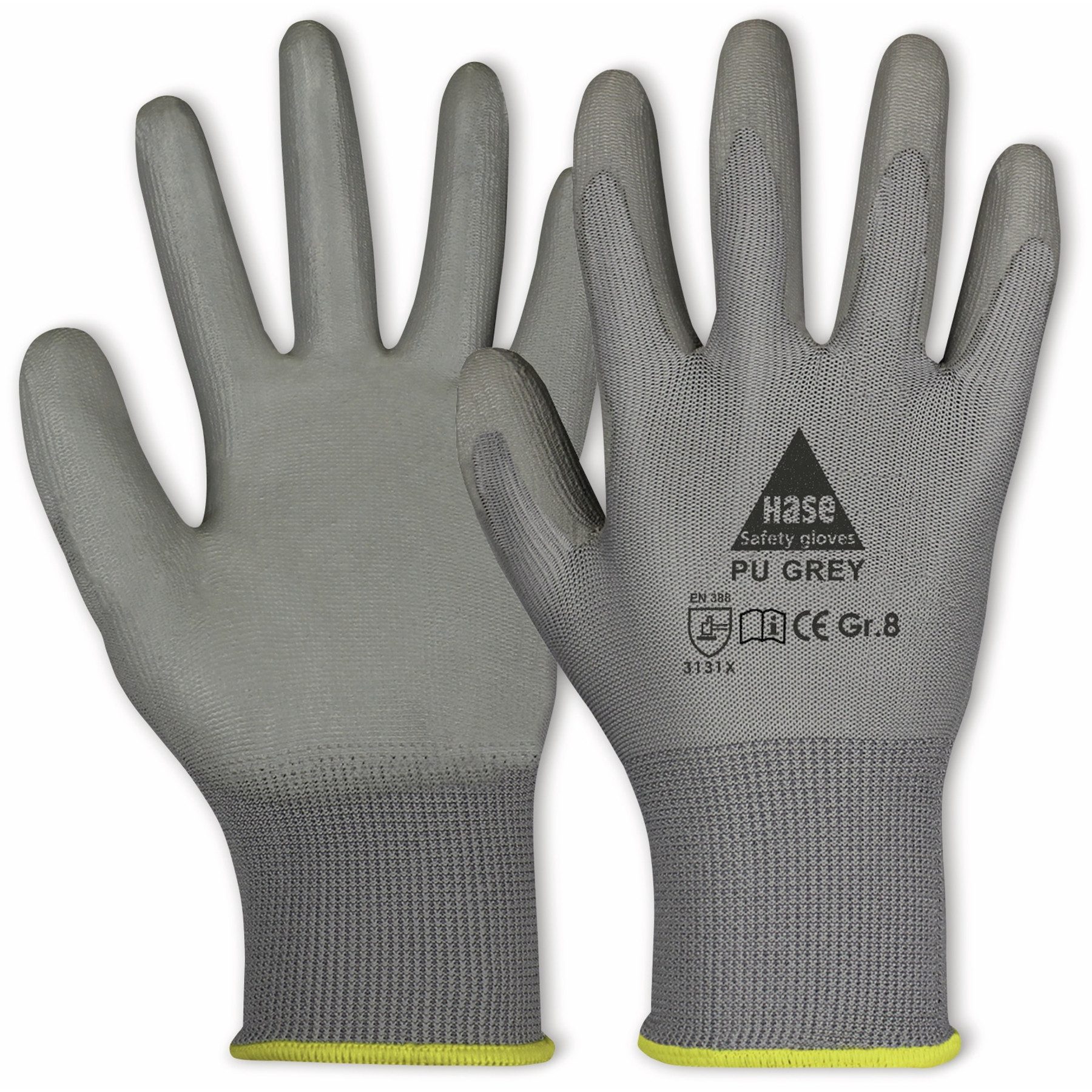 Hase Safety Gloves Montage-Handschuhe HASE SAFETY GLOVES Arbeitshandschuhe PU, PU grey, EN 388, EN 420