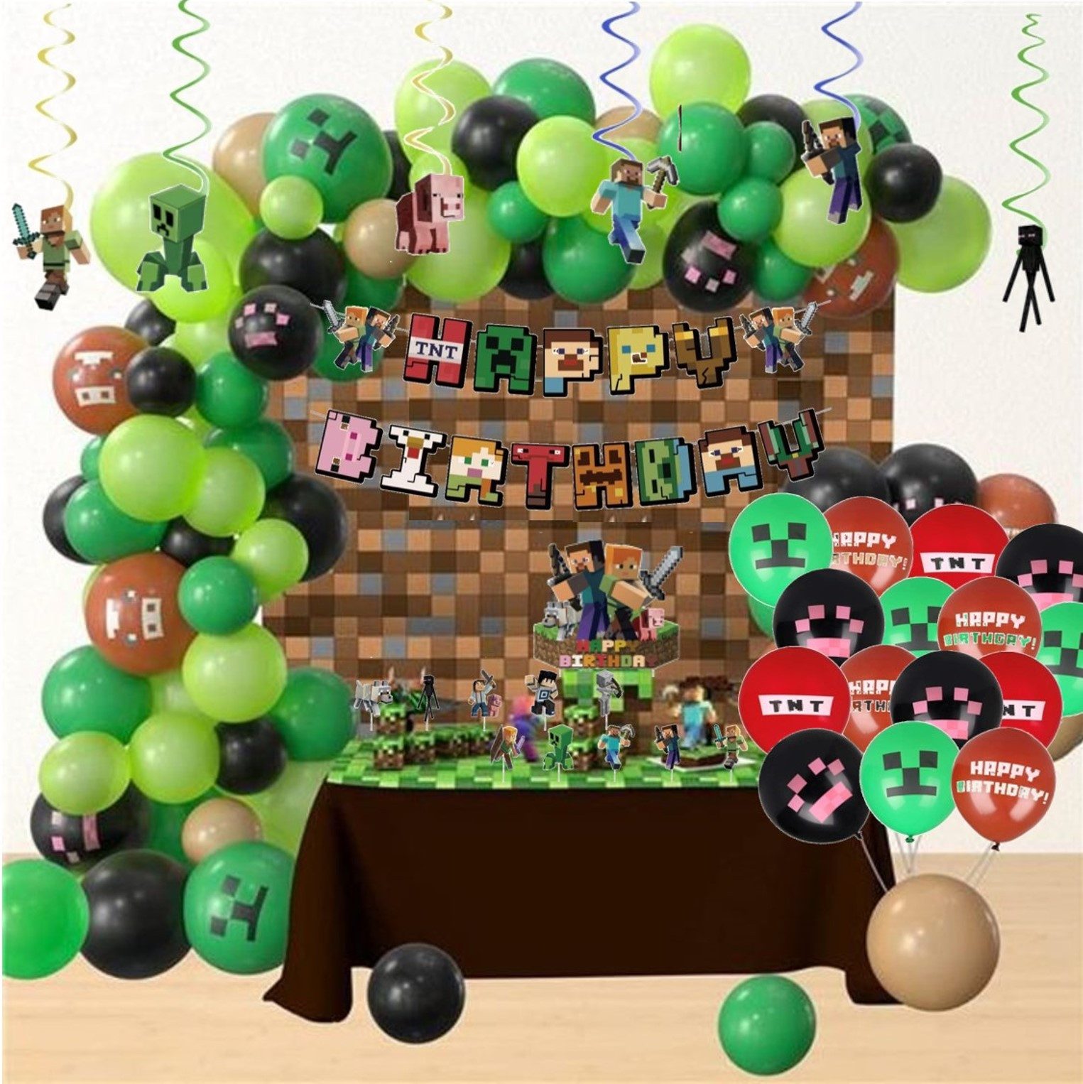 Party Flamingo Aufblasbares Partyzubehör Minecraft Party Set Girlande Deko Kindergeburtstag Geburtstag