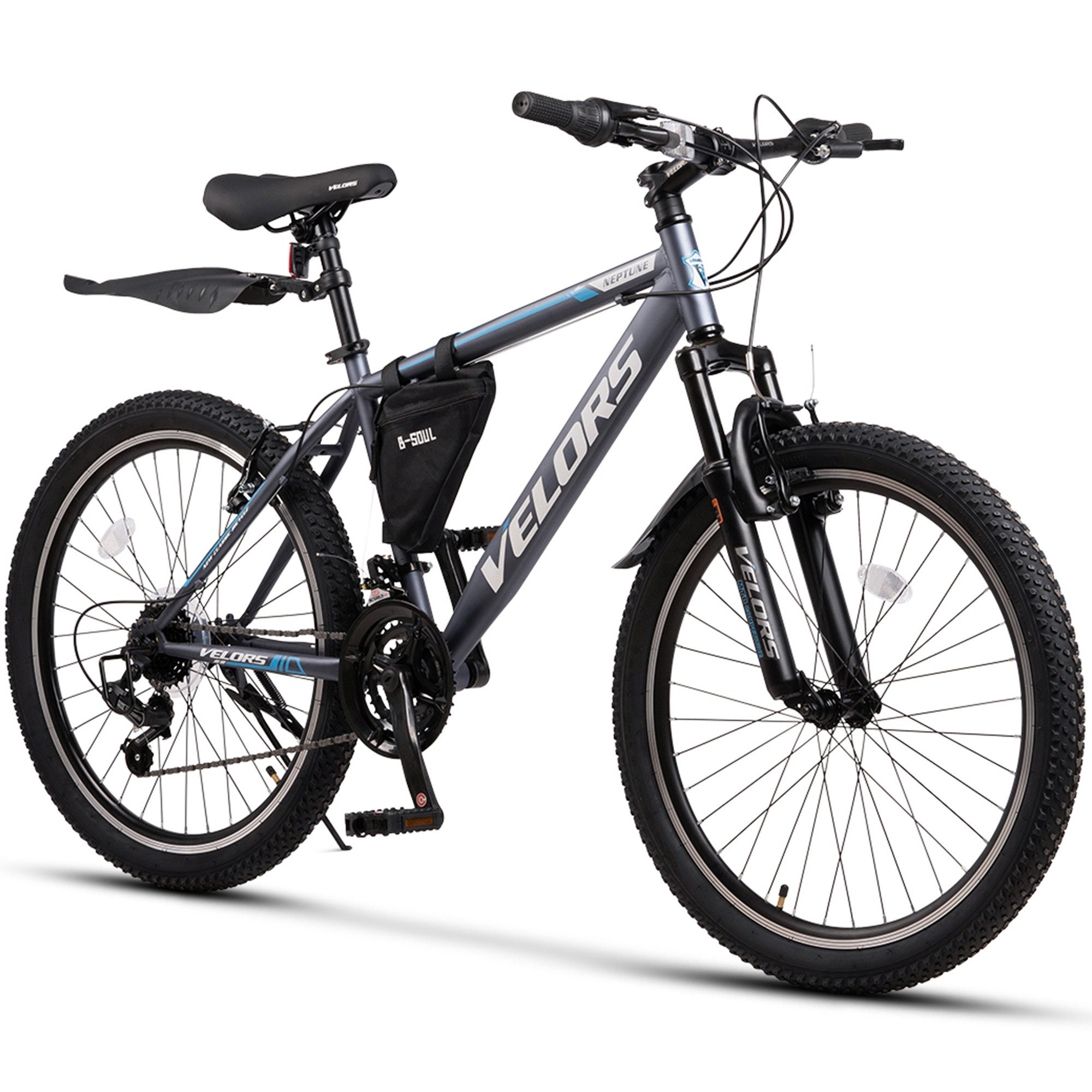 Velors Mountainbike 20, 24 Zoll Fahrrad Kinderfahrrad Mädchen und Jungen, 21 Gang Shimano Tourney Schaltwerk, Kettenschaltung, (mit Fahrtasche), Hochwertiger Rahmen, Jugendfahrrad MTB Hardtail Fahrrad