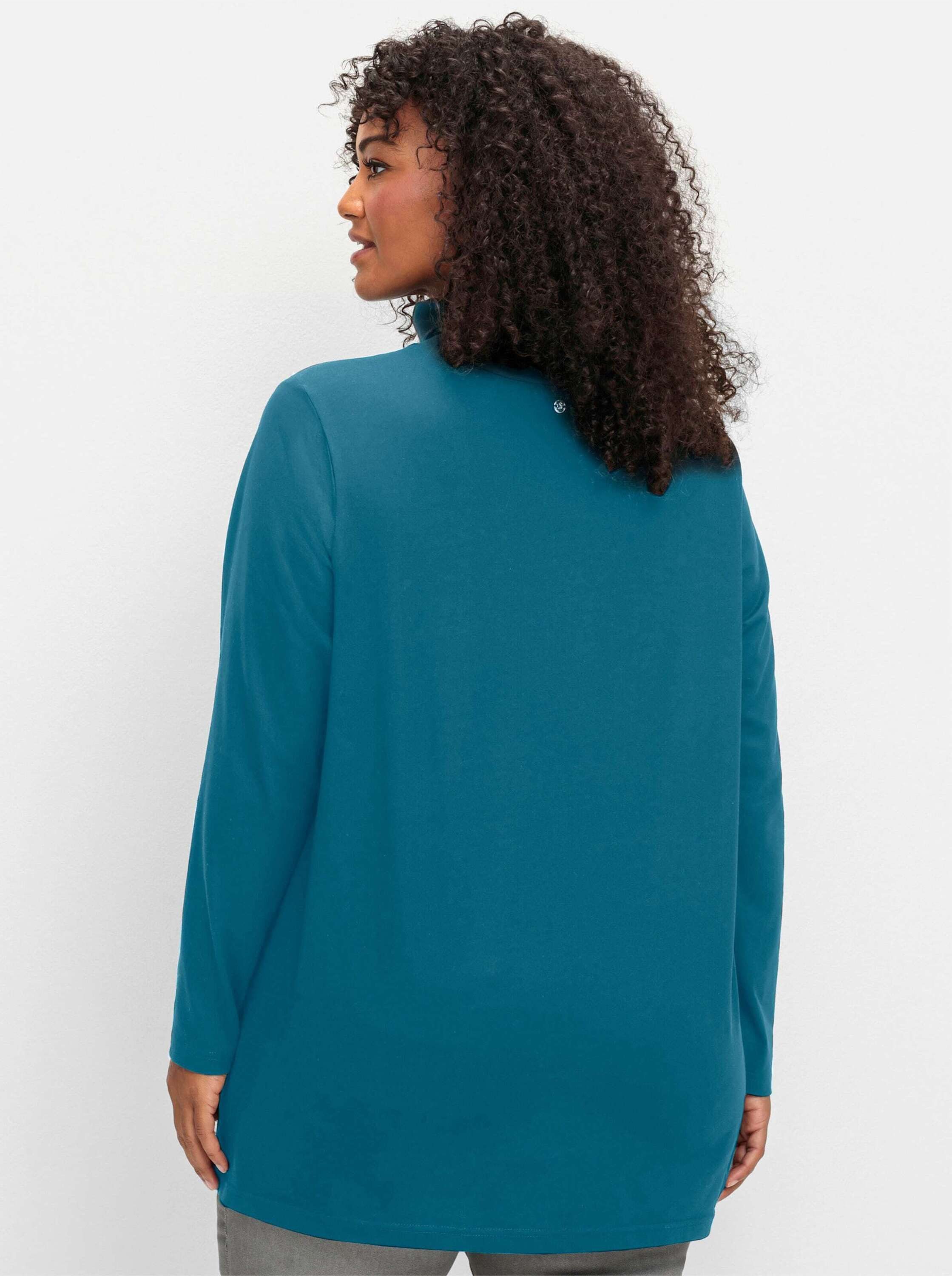 Sheego T-Shirt Rollkragenshirt Langarm in leichter A-Linie günstig online kaufen