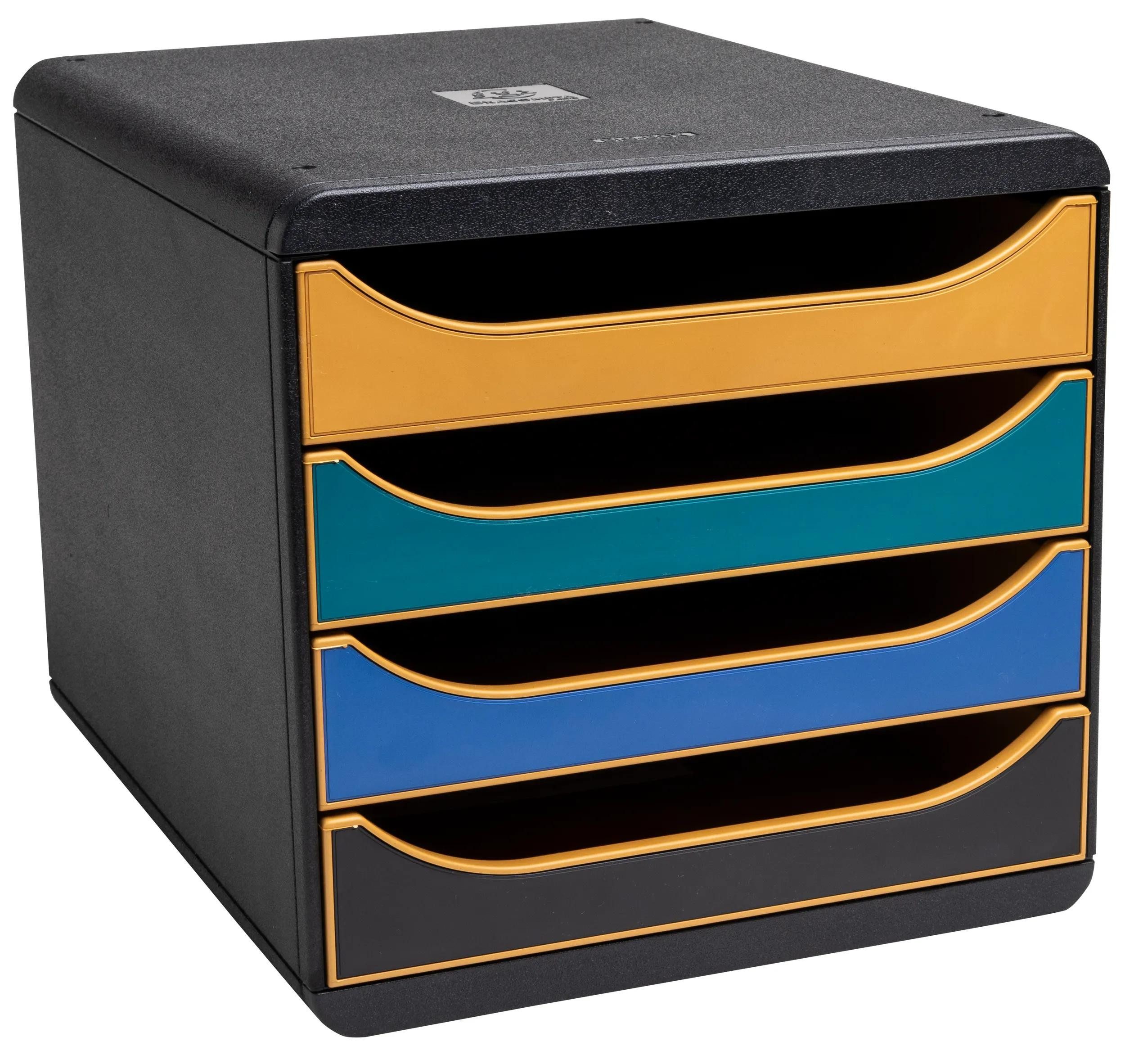 EXACOMPTA Schubladenbox Big Box, Schubladenbox mit 4 Schubladen, Neo Deco - sortiert - 310505D, Schubladenboxen