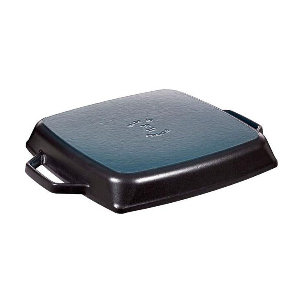 Staub Bratpfanne Grillpfanne 28x28 cm schwarz, Made in France, Gusseisen, emailliert, schwarz, Handreinigung