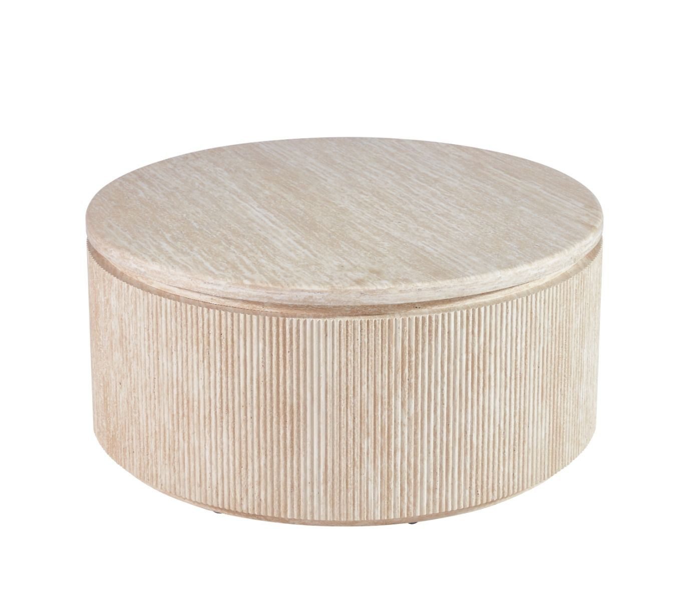 alesvelt Couchtisch Lunado Travertin Tischplatte in edlem Säulenstil 100 cm (1-Stück), Ø100 cm 45cm Höhe