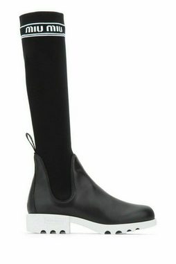 Miu Miu MIU MIU ICONIC SOCK RIBBED-KNIT OVER-THE-KNEE BOOTS STIEFEL SCHUHE SHO Stiefelette