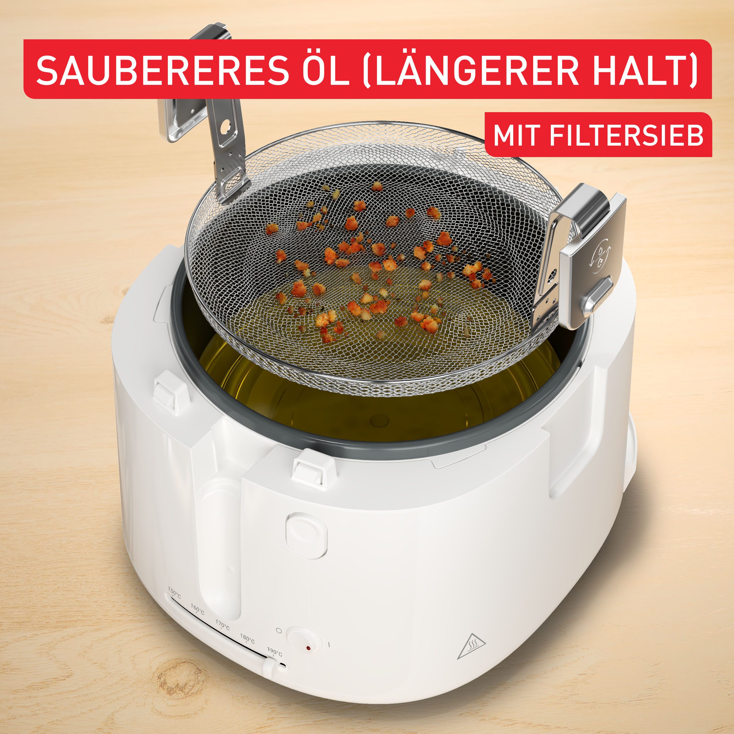 Tefal Fritteuse Filtra Vision, 1,2 kg Fassungsvermögen, bis zu 4 Portionen, 1900 W, extragroßes Sichtfenster für bessere Sicht, Filtersieb, FF2541 – Bild 4 von 5
