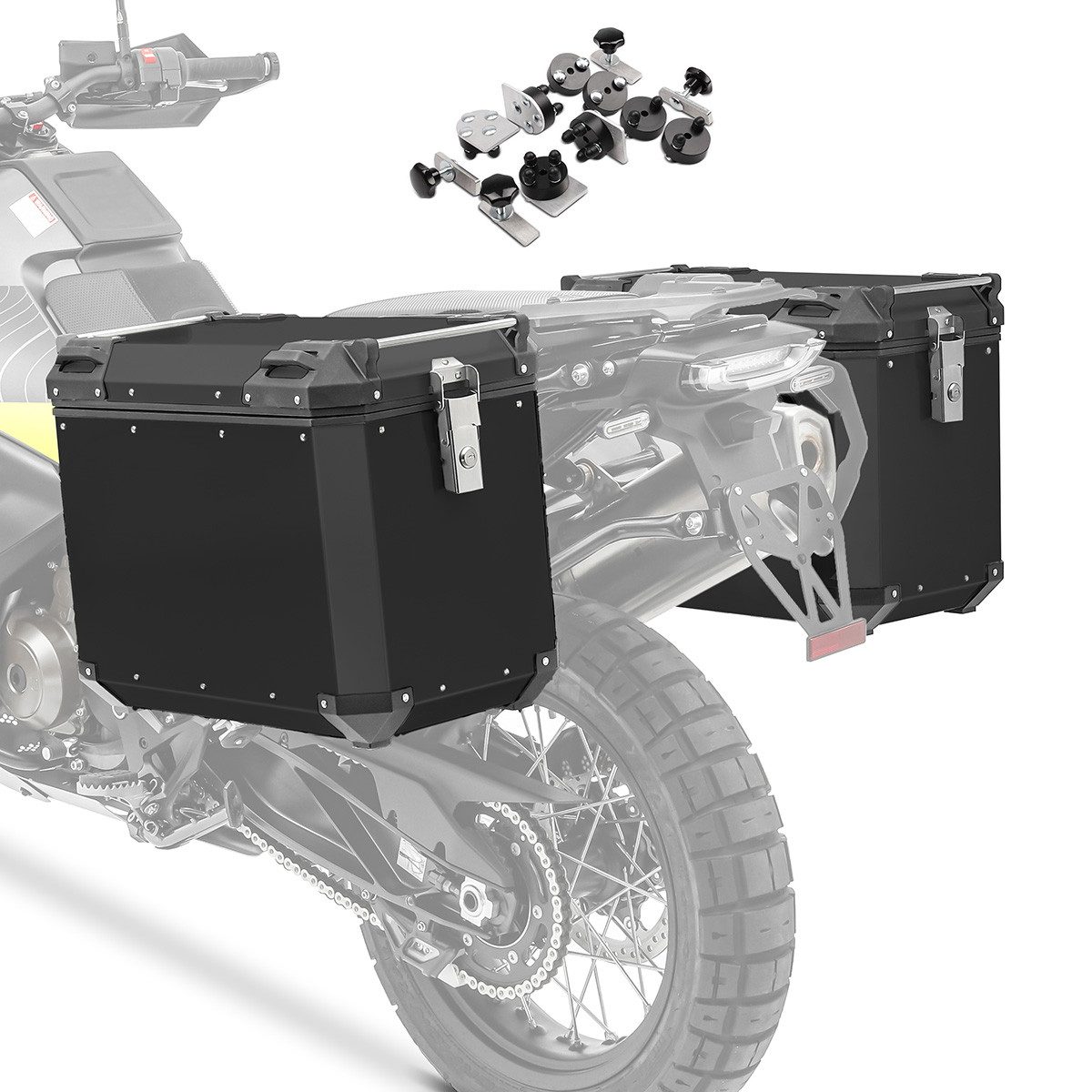 Bagtecs Kofferset Motorrad Alukoffer Set / Aluminium Seitenkoffer # QP48 schwarz+ Adapte