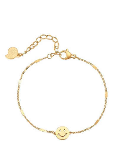 Hey Happiness Charm-Armband Smiley Gesicht Anhänger Armband, Edelstahl Armkette mit Smile Anhänger für Frauen, wasserfest