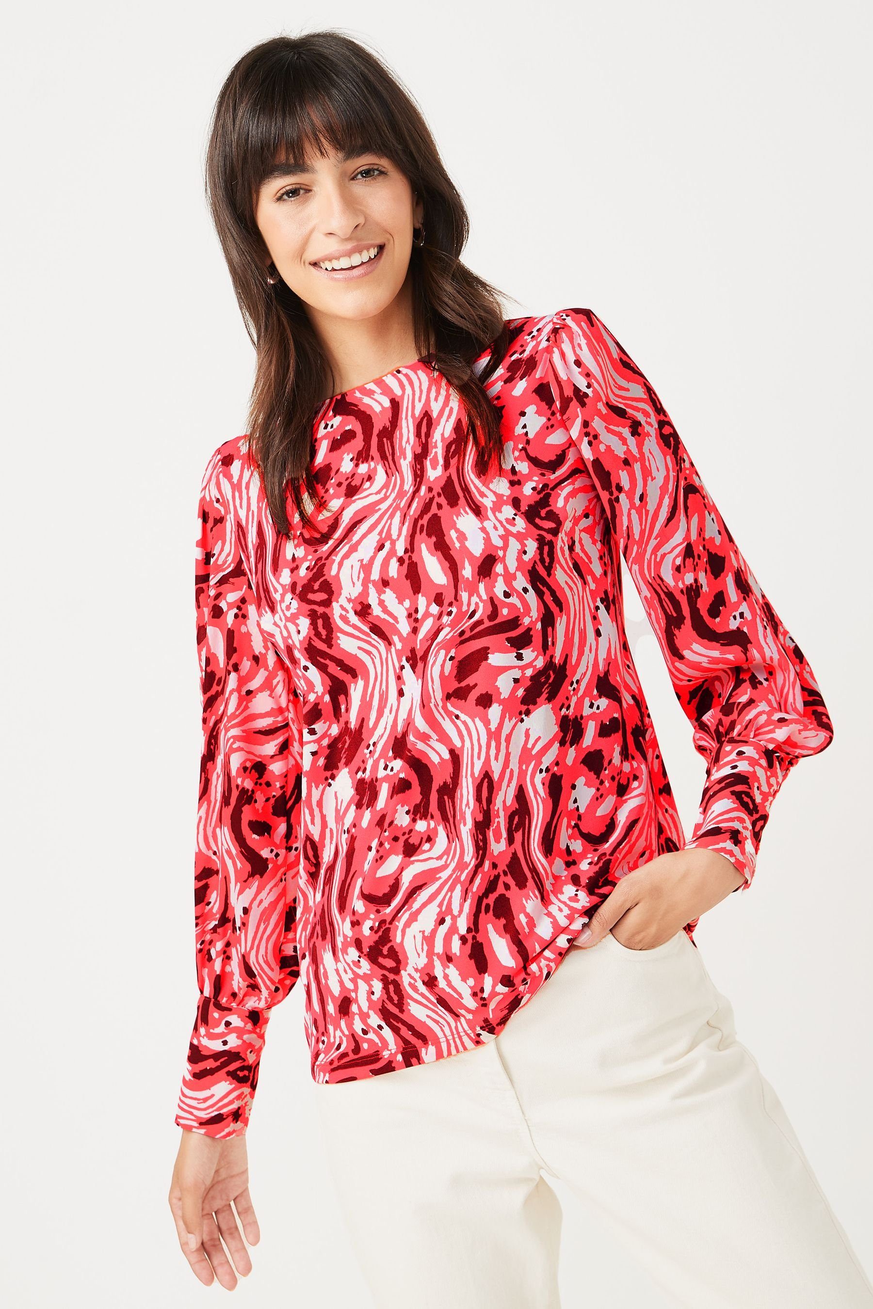 Next Blusenshirt Langärmeliges Top mit Bündchen (1-tlg) Pink Snake Print