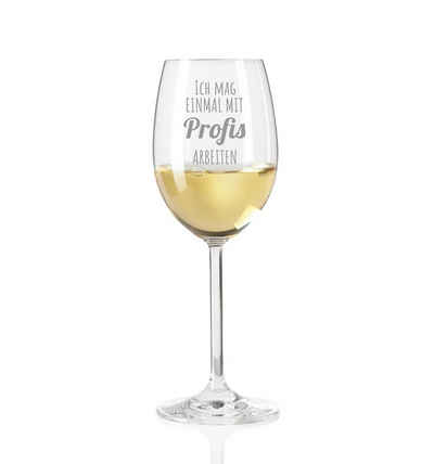 KS Laserdesign Weißweinglas »Leonardo Weinglas mit Gravur '' Einmal mit Profis arbeiten ''«, TEQTON Glas, Geschenke für Frauen & Männer, Weinliebhaber, Freunde & Freundinnen