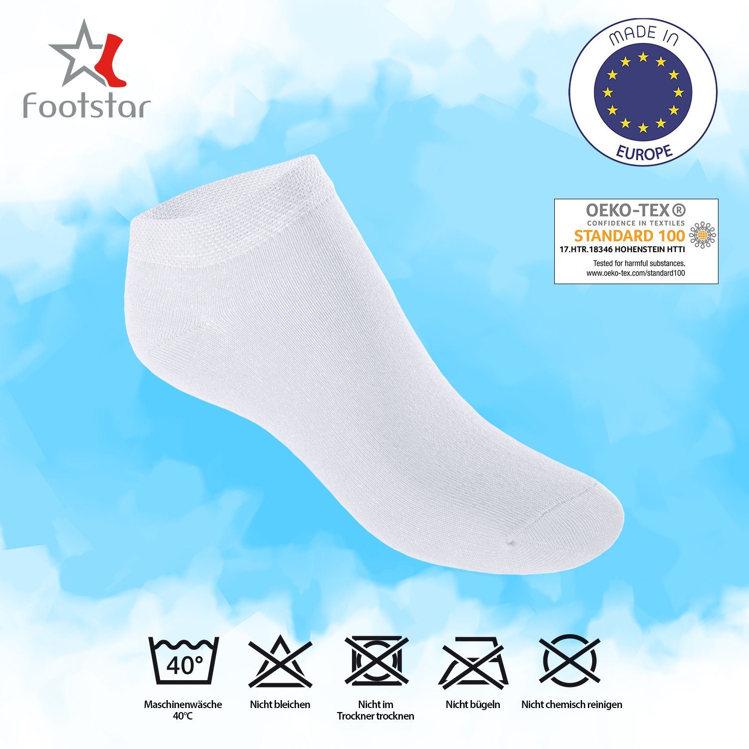 Footstar Kurzsocken Kinder Kurze Sneaker (10 für Weiß Socken Paar) Kids - Socken