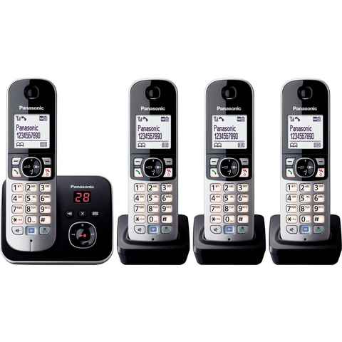 Panasonic KX-TG6824GB Schnurloses DECT-Telefon (Mobilteile: 4, Nachtmodis, Freisprechen, Anrufbeantworter)