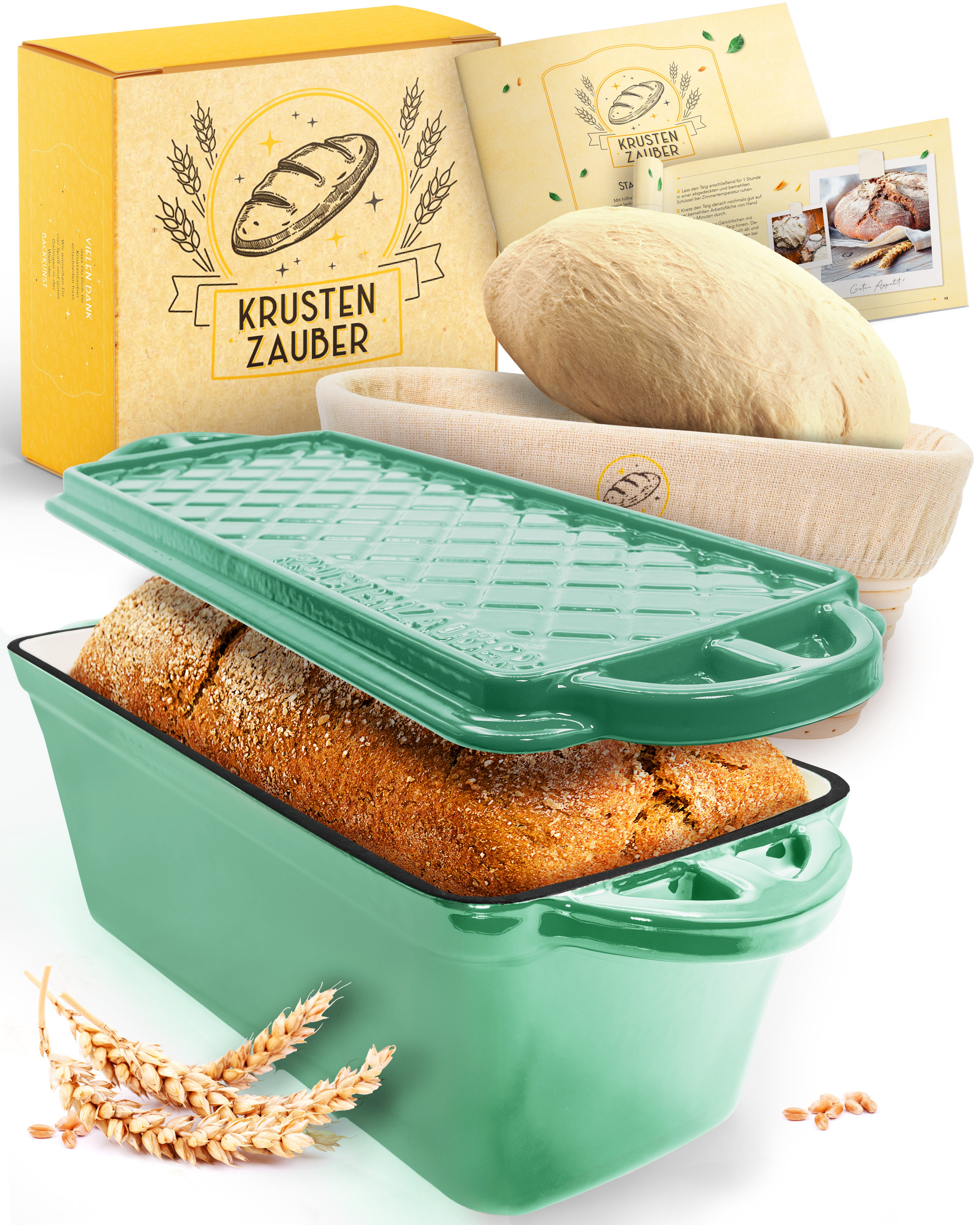 Krustenzauber Brotbackform Brotbackform Gusseisen Topf Brot Backen [inkl. Gärkorb]