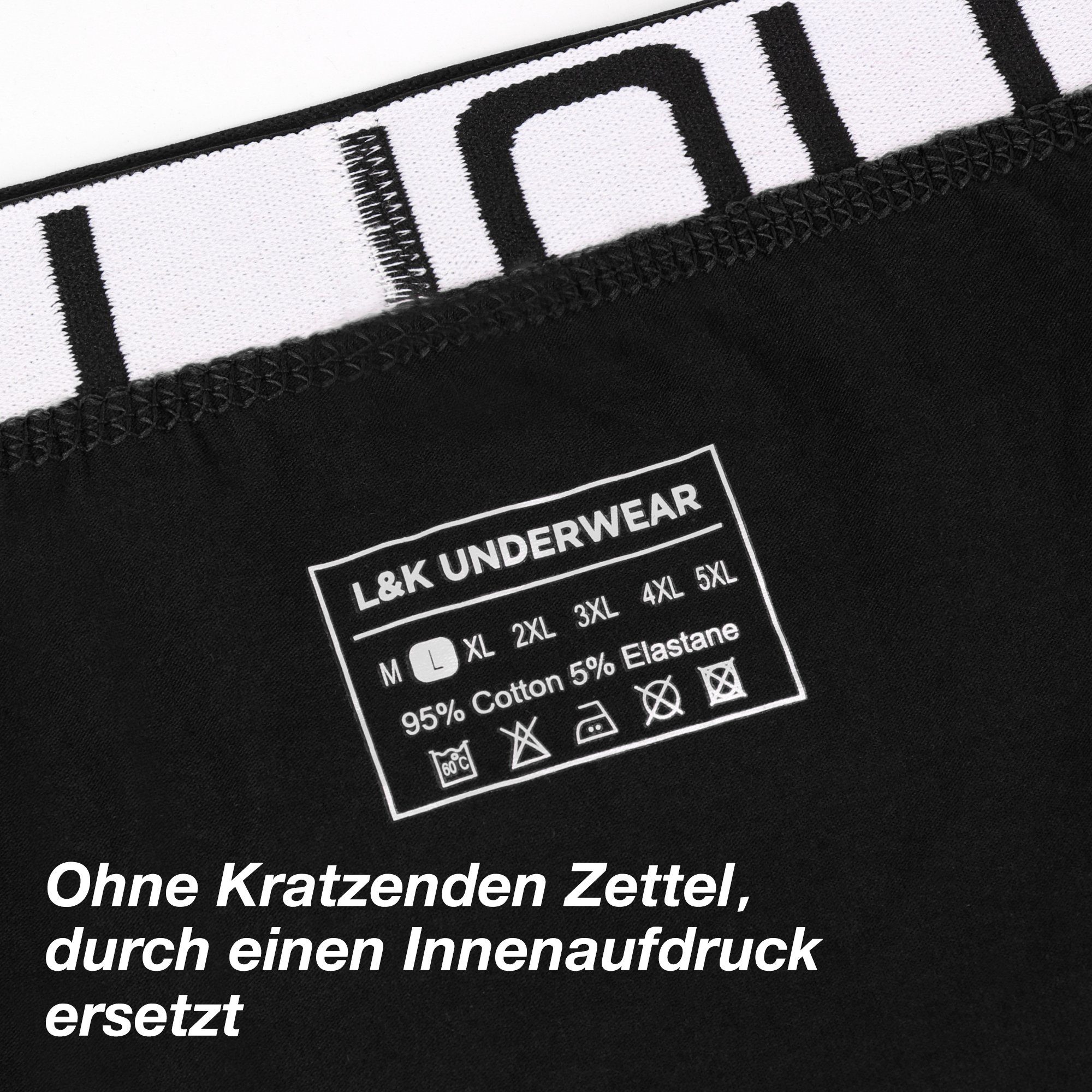 L&K Boxershorts 1119 (12er-Pack) Boxershorts Baumwolle Herren Set-B Unifarben aus klassischen