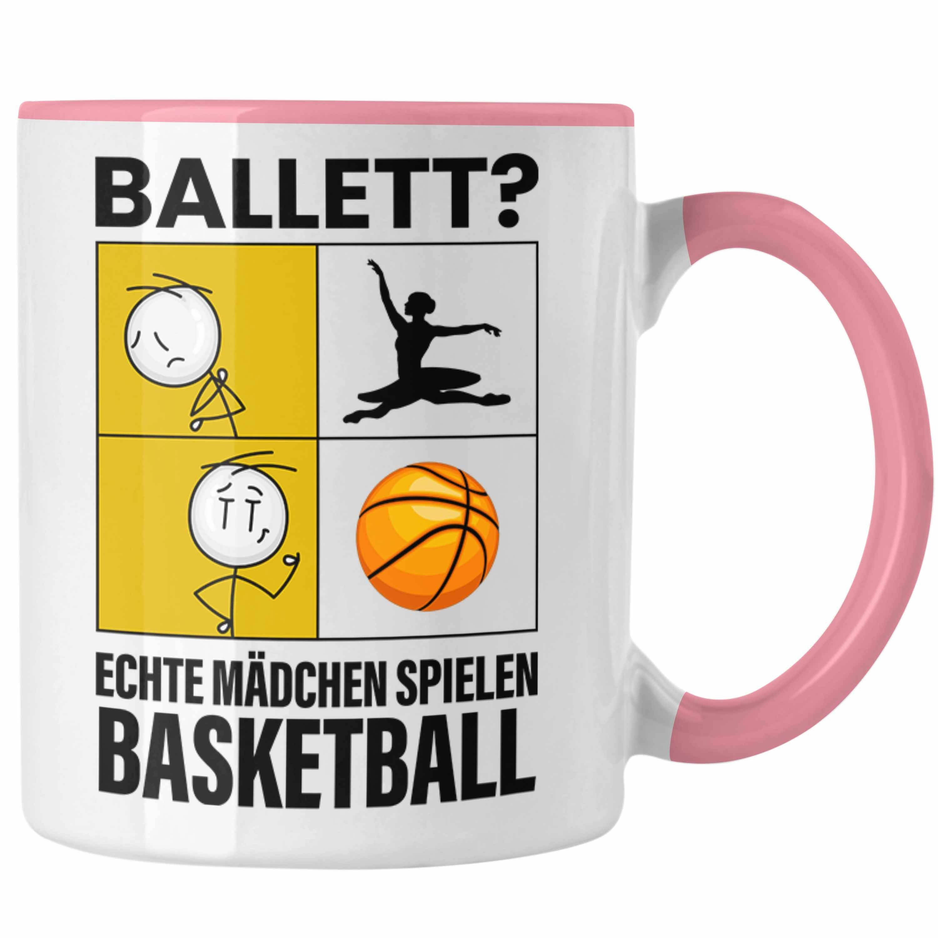 Trendation Tasse Basketball Mädchen Tasse Sport Geschenk Frauen Echte Mädchen Spielen B Rosa