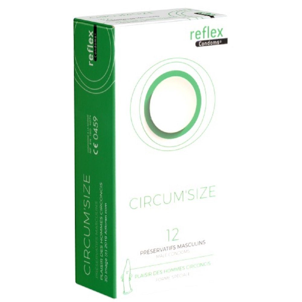 Reflex Kondome CircumSize Packung mit, 12 St., Kondome für beschnittene Männer | Kondome