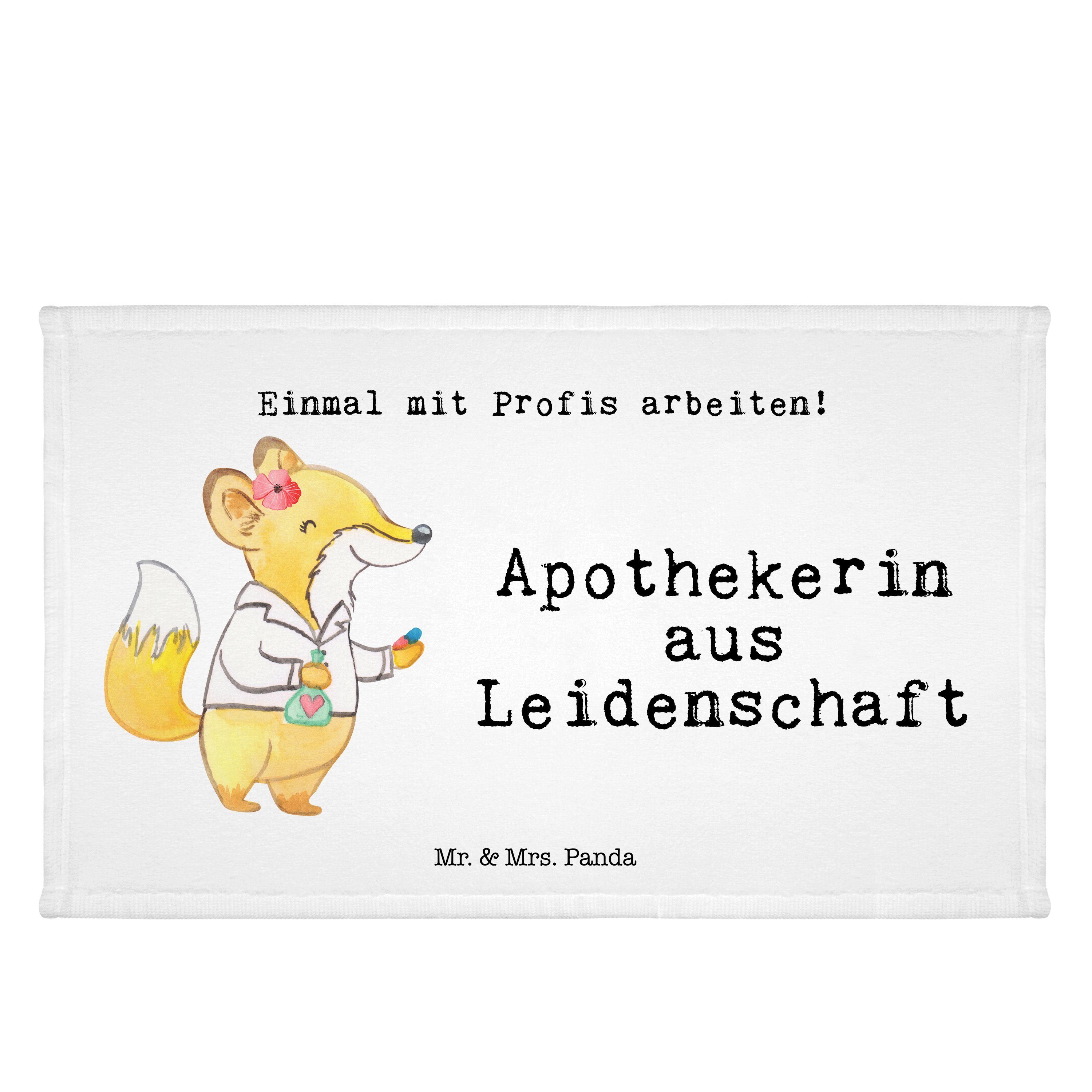 & Panda Frottier, Handtuch Leidenschaft (1-St) aus - Reisehandtu, Apothekerin Mrs. Mr. Weiß - Geschenk,