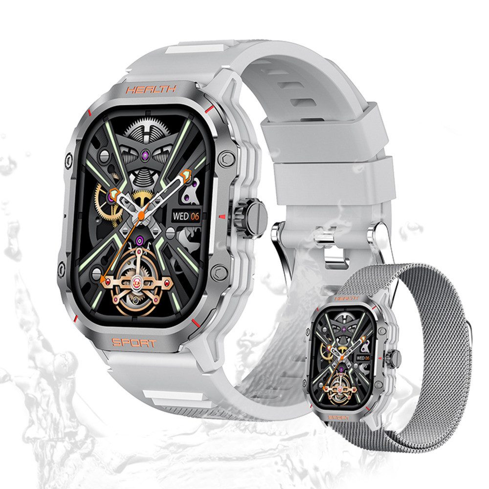 Valdus Herren's AMOLED Display 260mAh Akku IP67 Wasserdicht Smartwatch (2.01 Zoll, Android / iOS), mit Herzfrequenzmessung, Blutdruckkontrolle, Blutsauerstoffüberwachung