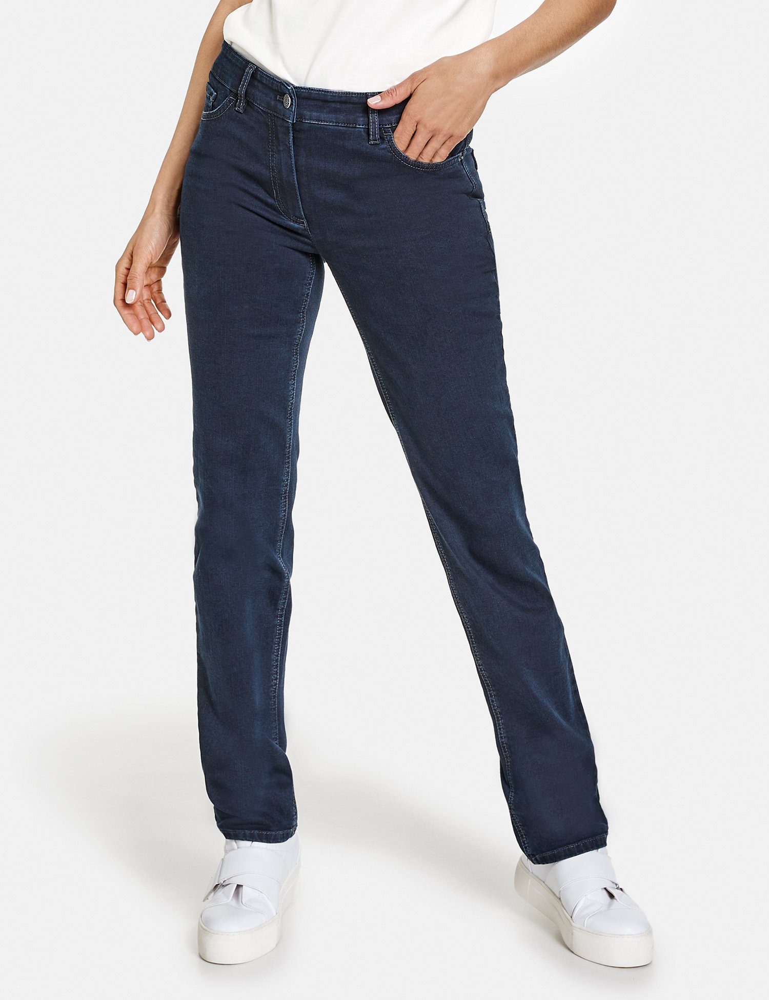 GERRY WEBER Stretch-Jeans 5-Pocket Jeans Straight Fit Kurzgröße