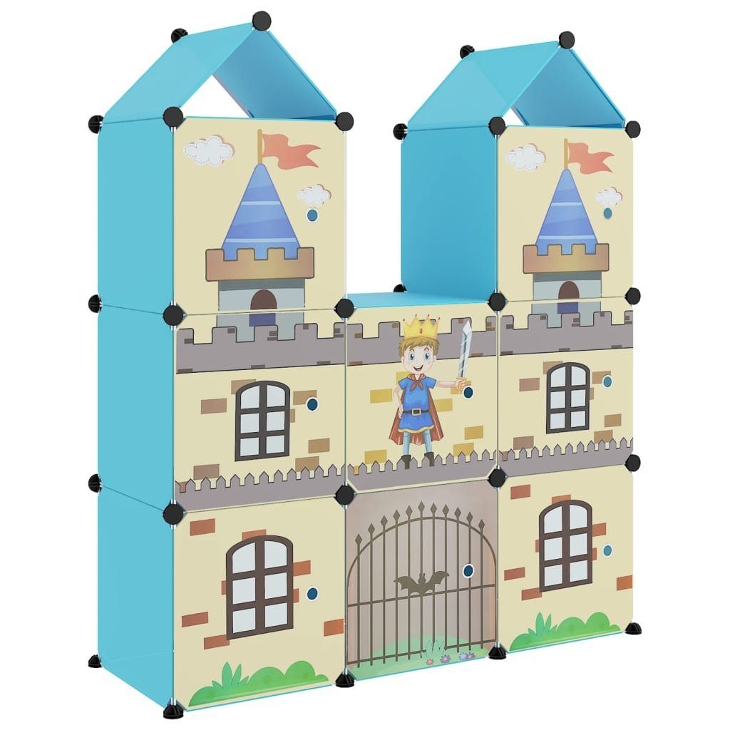 vidaXL Schuhregal Kinderschrank Modular mit 8 Würfeln Blau PP, 1-tlg.