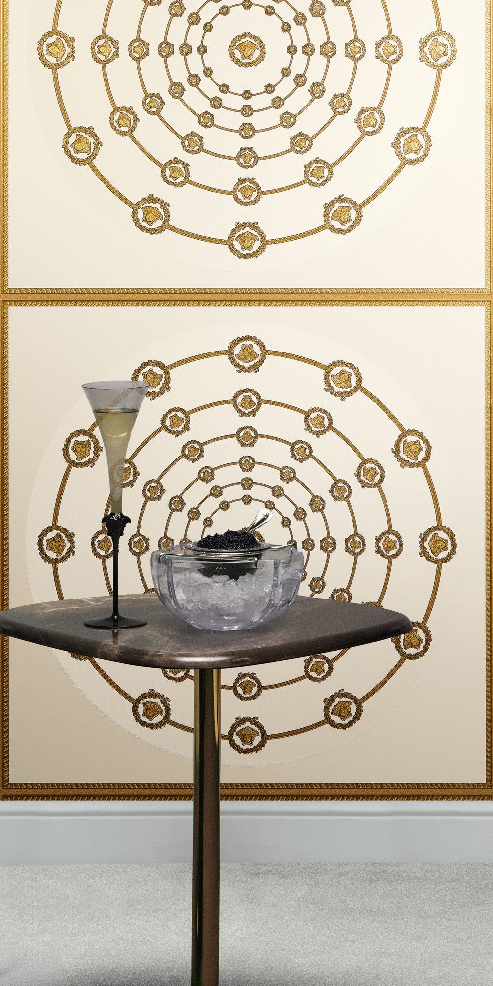 Versace Vliestapete Versace 6 I Love Baroque –, geprägt, 3D-Optik, Barock, Motiv, (1 St), Geometrisches Kreisdesign mit edlem Glanz & fein strukturierter Optik