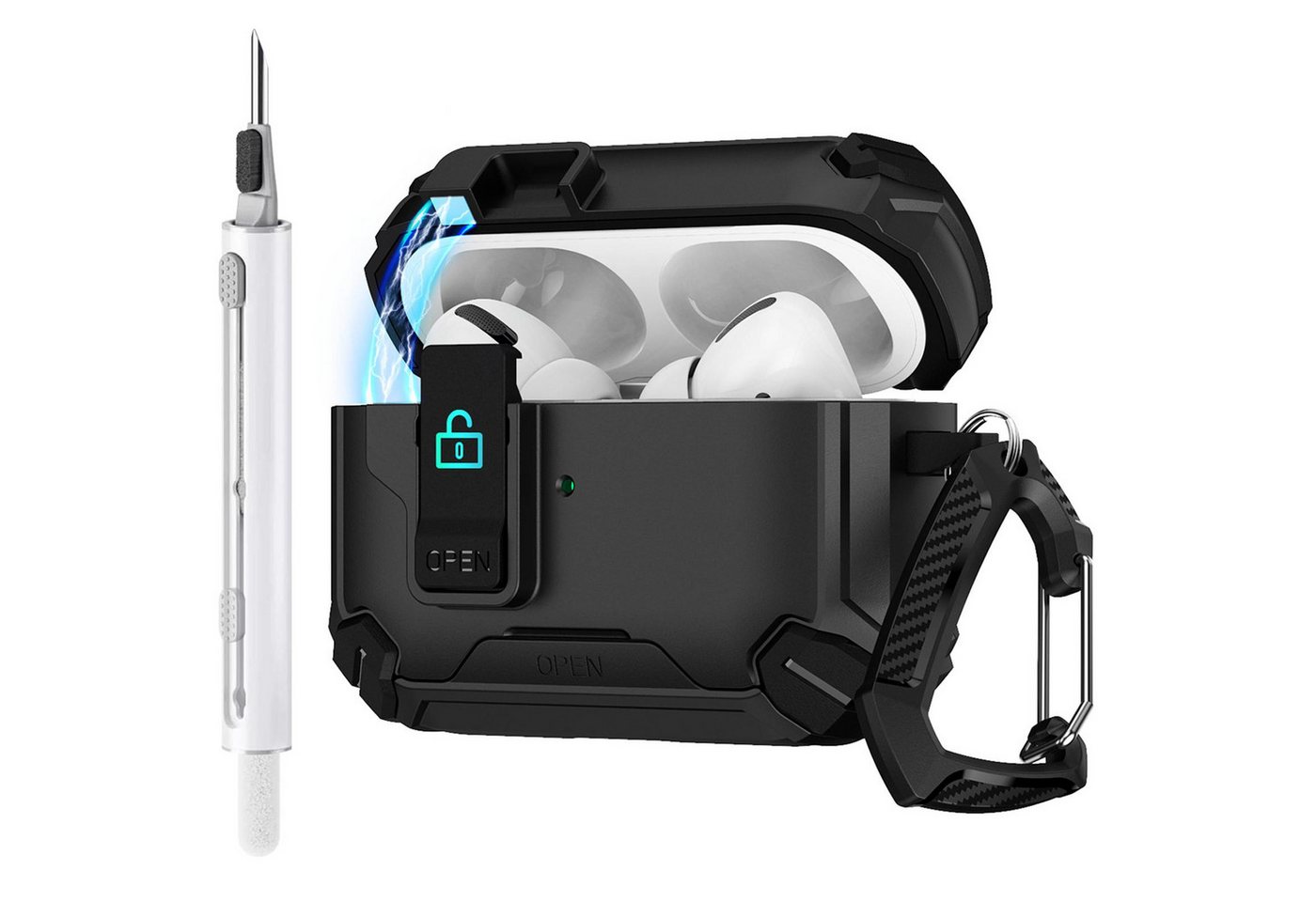 CoolGadget Kopfhörer-Schutzhülle für Apple AirPods Pro 3 Kunststoff, Stoßfest Ständer Clip Karabiner MagSafe Case Schutz Cover
