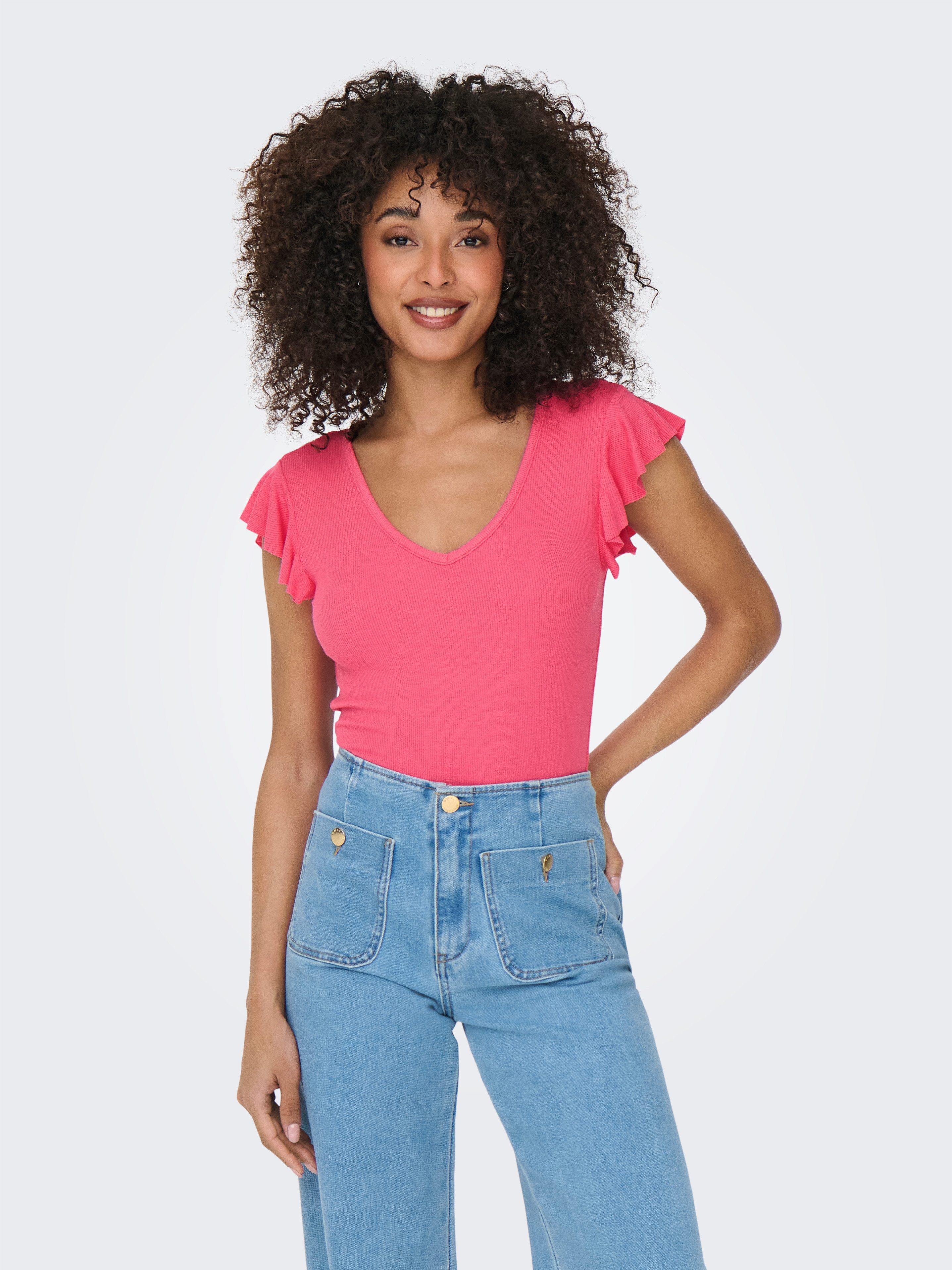 ONLY V-Shirt ONLBELIA S/L TOP JRS günstig online kaufen