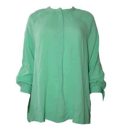 REPEAT Hemdbluse »REPEAT Sommer-Bluse cooles Damen Blusen-Shirt mit Bindeband an Ärmel Freizeit-Bluse Grün«