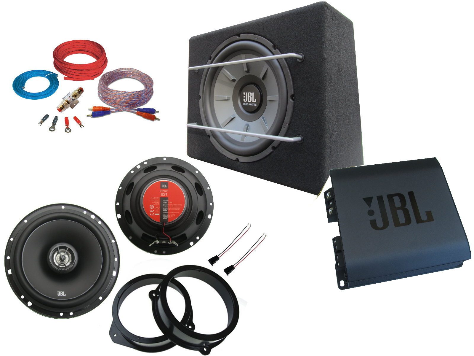 DSX JBL Set für Audi A4 Lautsprecher Subwoofer Verstärker Kabel Auto-Lautsprecher (1455 W)