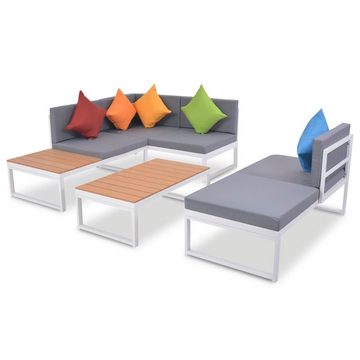 vidaXL Gartenlounge-Set 4-tlg. Garten-Lounge-Set mit Auflagen Aluminium und WPC, (4-tlg)