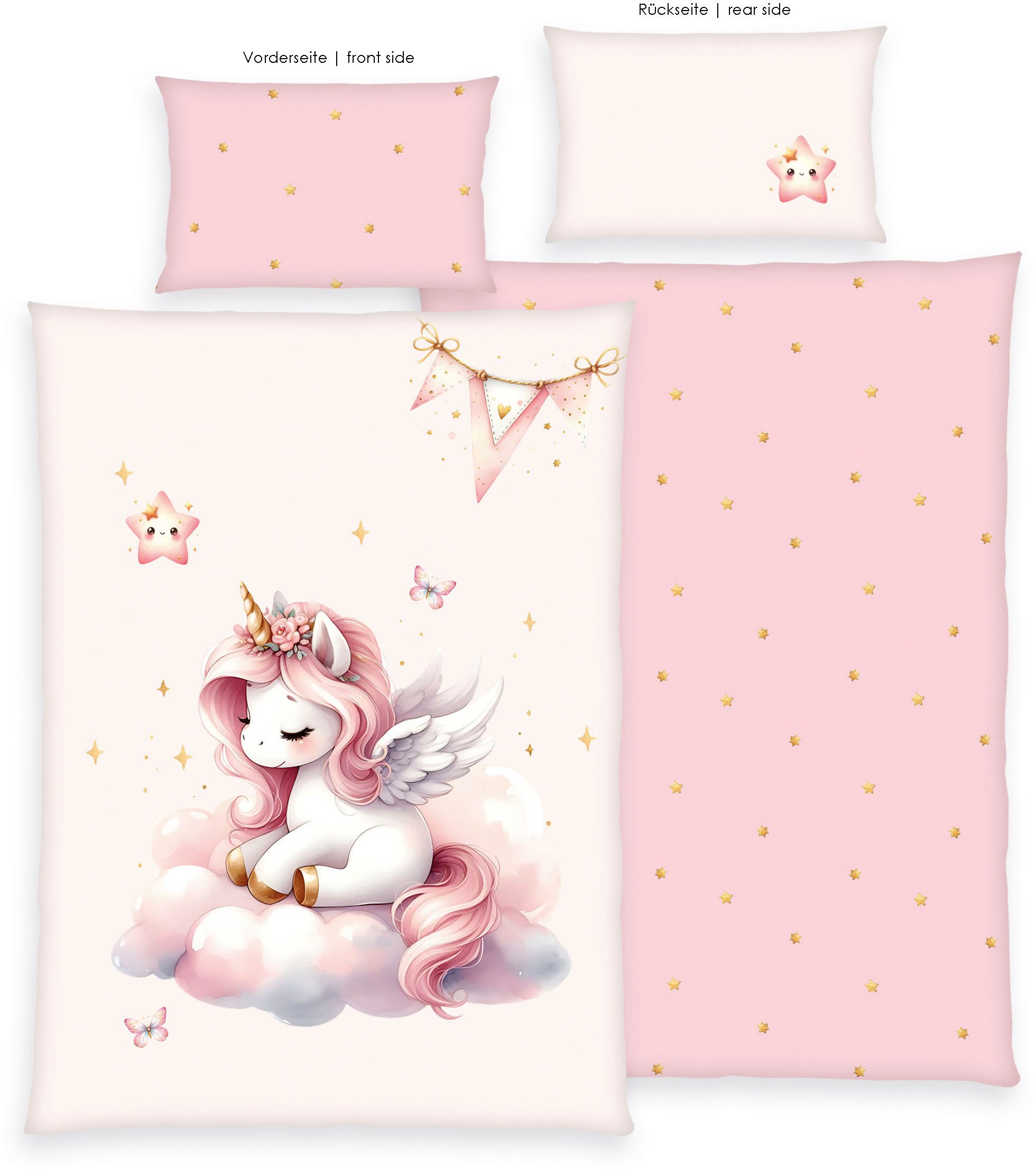 Baby Best Babybettwäsche Einhornzauber, Renforcé, 2 teilig, Wendebettwäsche