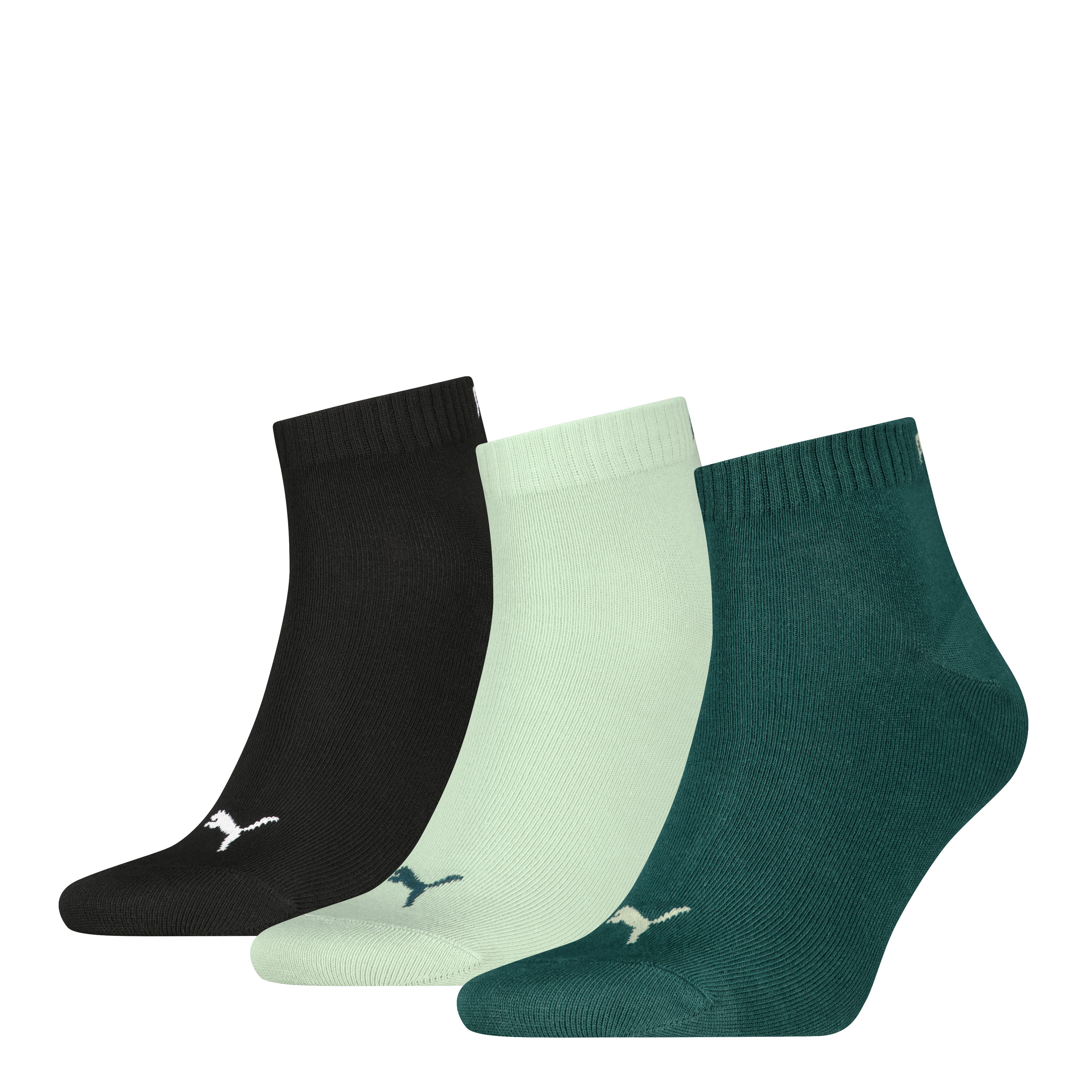 PUMA Kurzsocken PUMA UNISEX QUARTER PLAIN 3P (3 Paar) Atmungsaktiv, Rippenbündchen, weiche Baumwollmischung