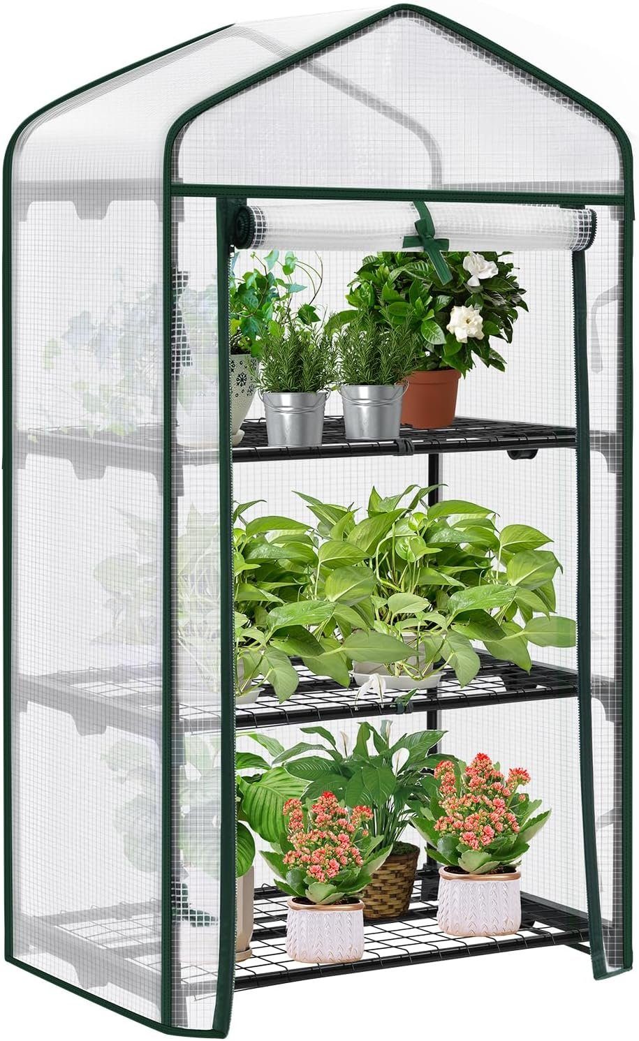 Woltu Foliengewächshaus, BxTxH: 69 x 49 x 125,00 cm, mit 4 Ablagen Rolltür günstig online kaufen