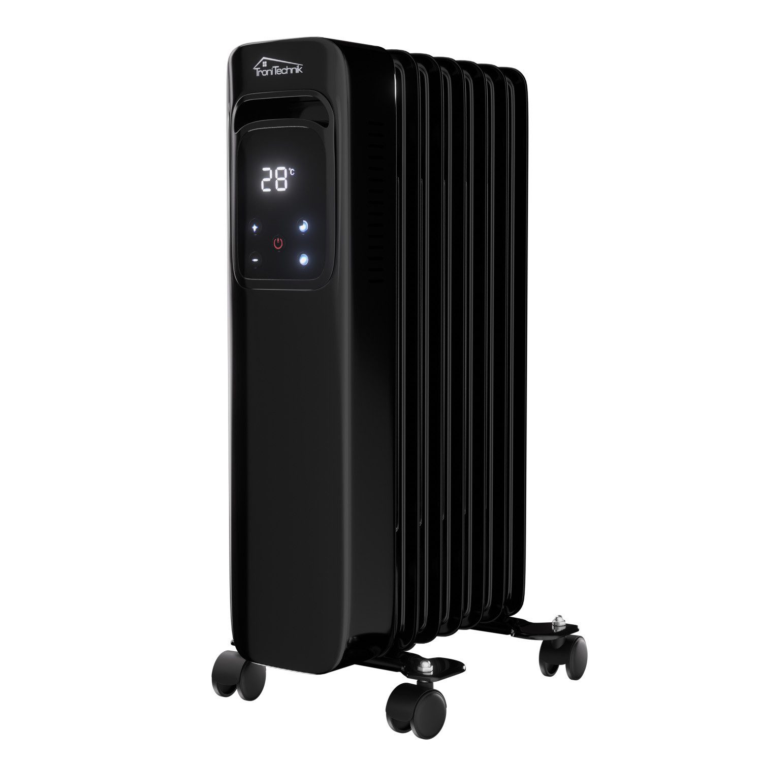 TroniTechnik Heizgerät Ölradiator in schwarz, mobile Elektroheizung 7 Rippen, 1500Watt, 1500 W, energiesparend, Elektroheizung, 1500 Watt, 3 Stufen