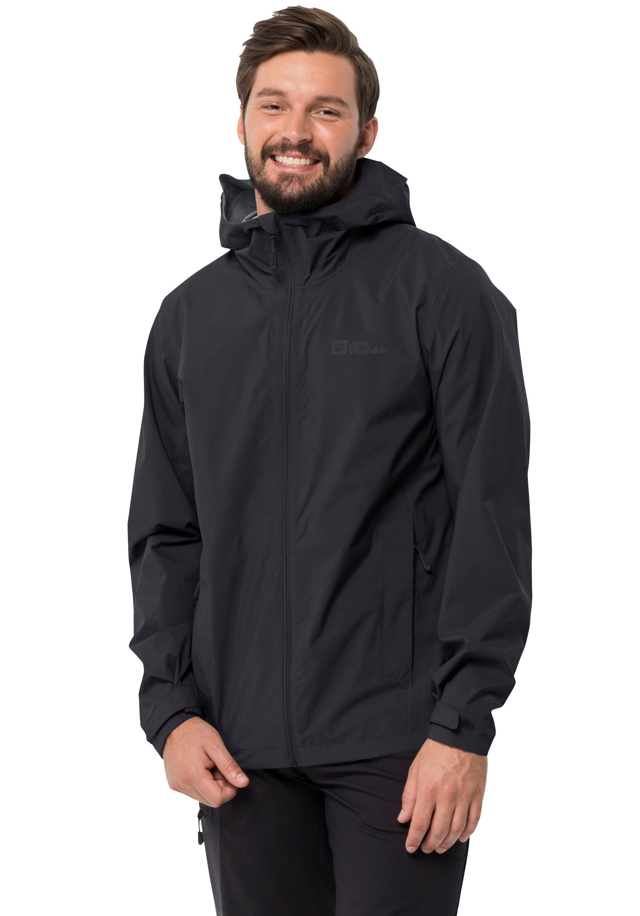 Funktionsjacke Winddicht Wasserdicht Wolfskin Jack ELSBERG & 2.5L Atmungsaktiv JKT M & black