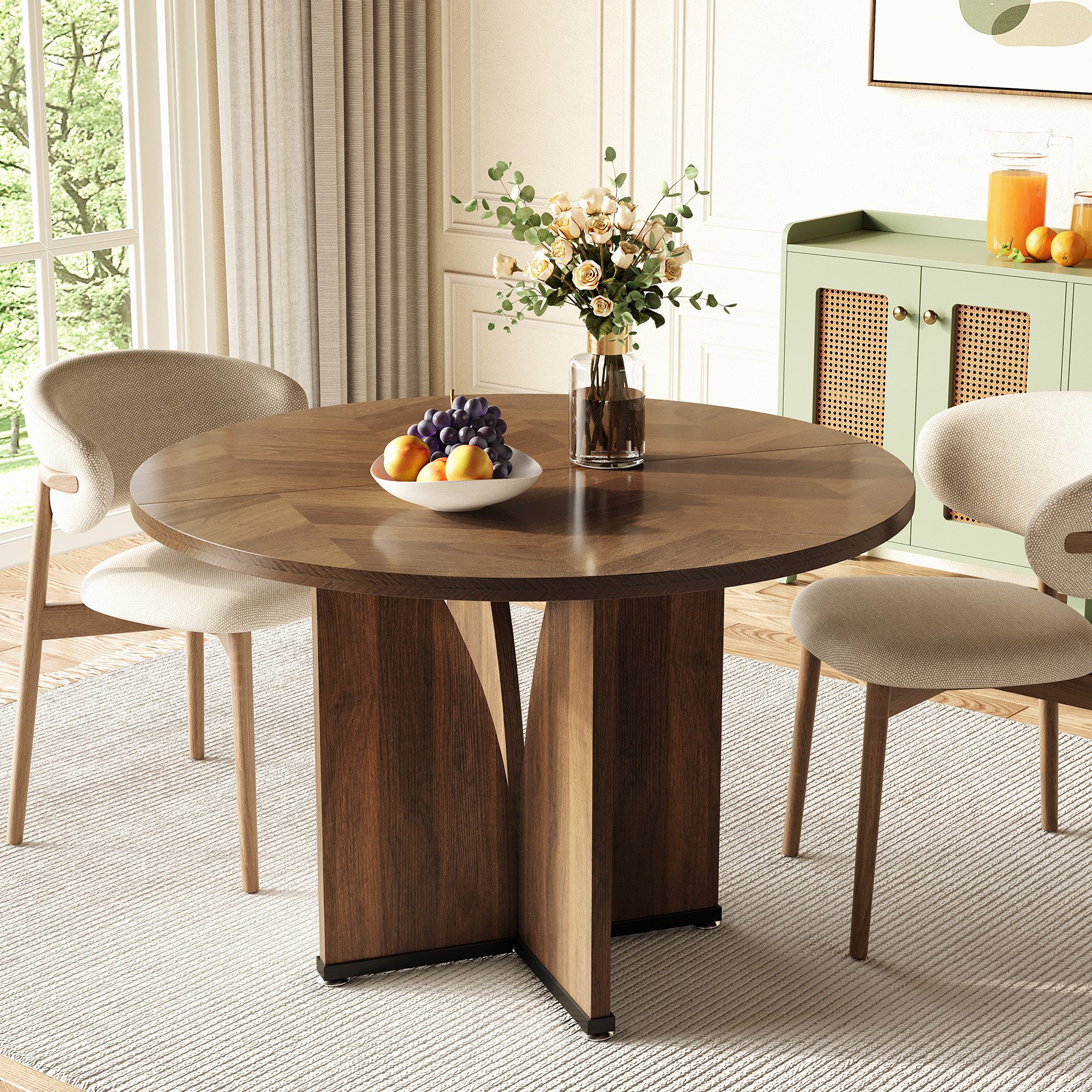 Tribesigns Esstisch Runder Esstisch 100 cm, Holztisch für 4 Personen, Braun günstig online kaufen