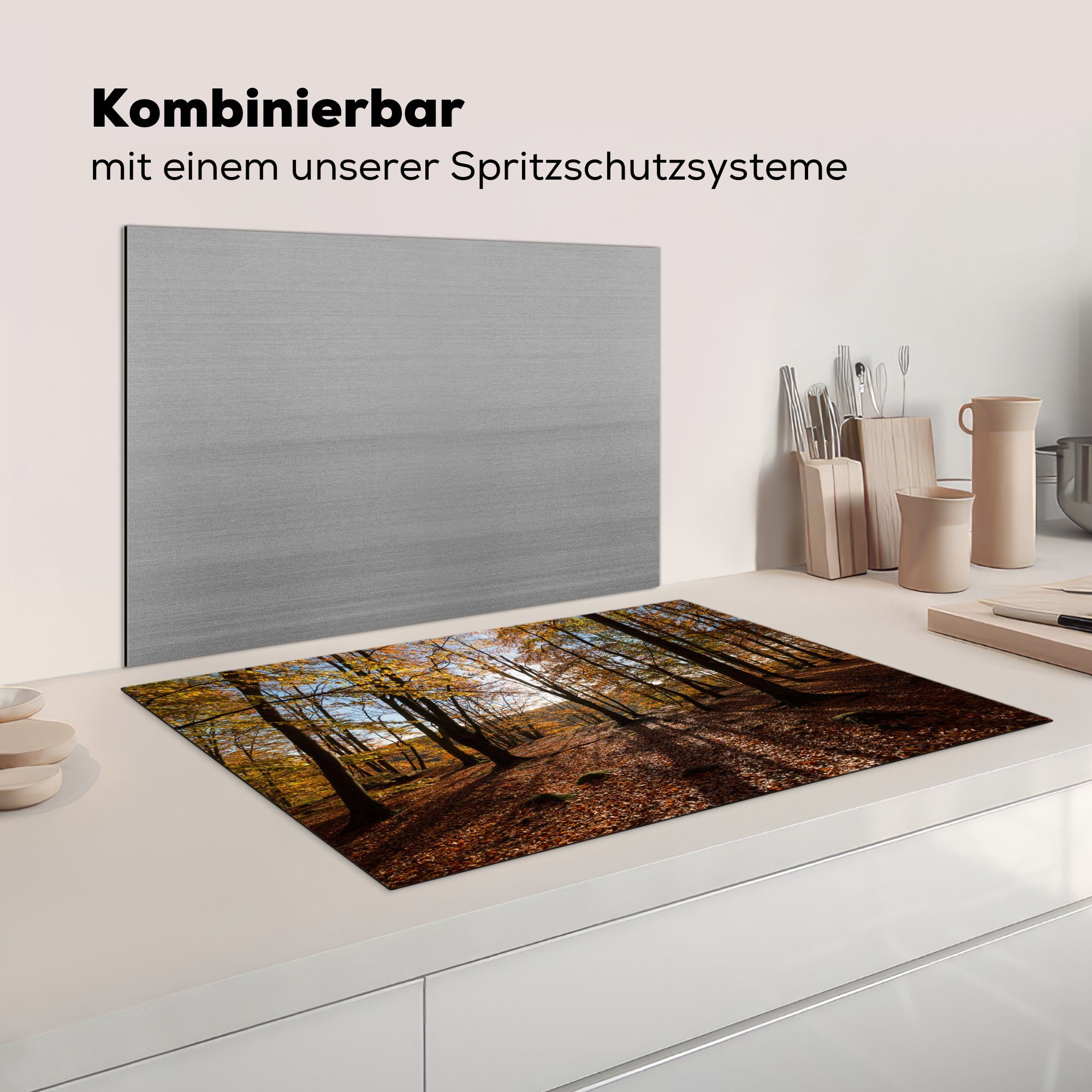 des für (1 Schutz küche, Induktionskochfeld 81x52 Söderåsen die den in Nationalparks Schweden, in tlg), Vinyl, Ceranfeldabdeckung Herdblende-/Abdeckplatte MuchoWow cm, Herbstfarben Wäldern