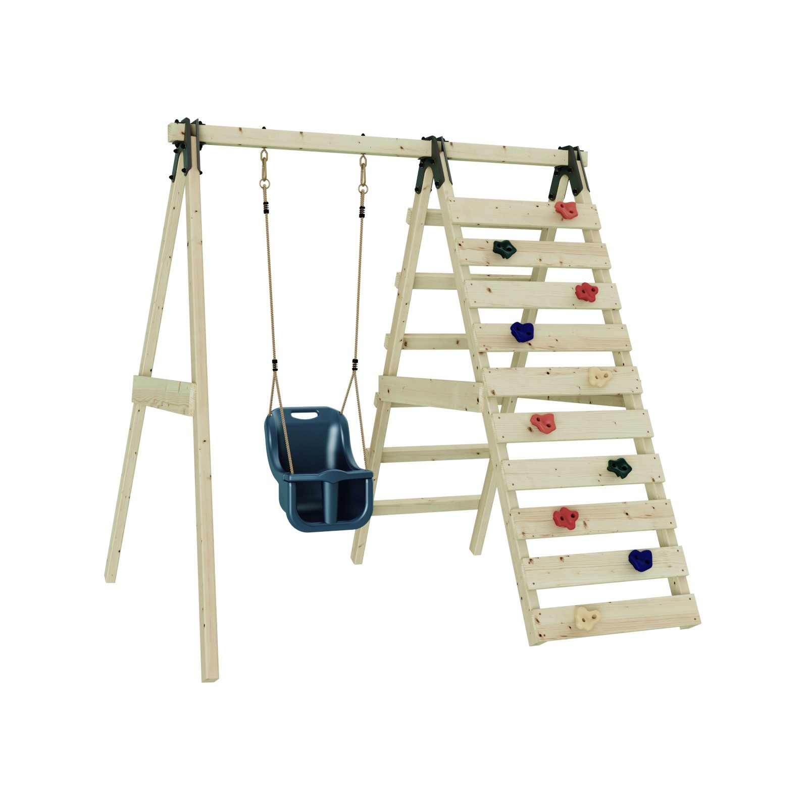 OutdoorToys Schaukelkombination Schaukel Veilchen aus Holz in Marineblau, aus Holz in Marineblau