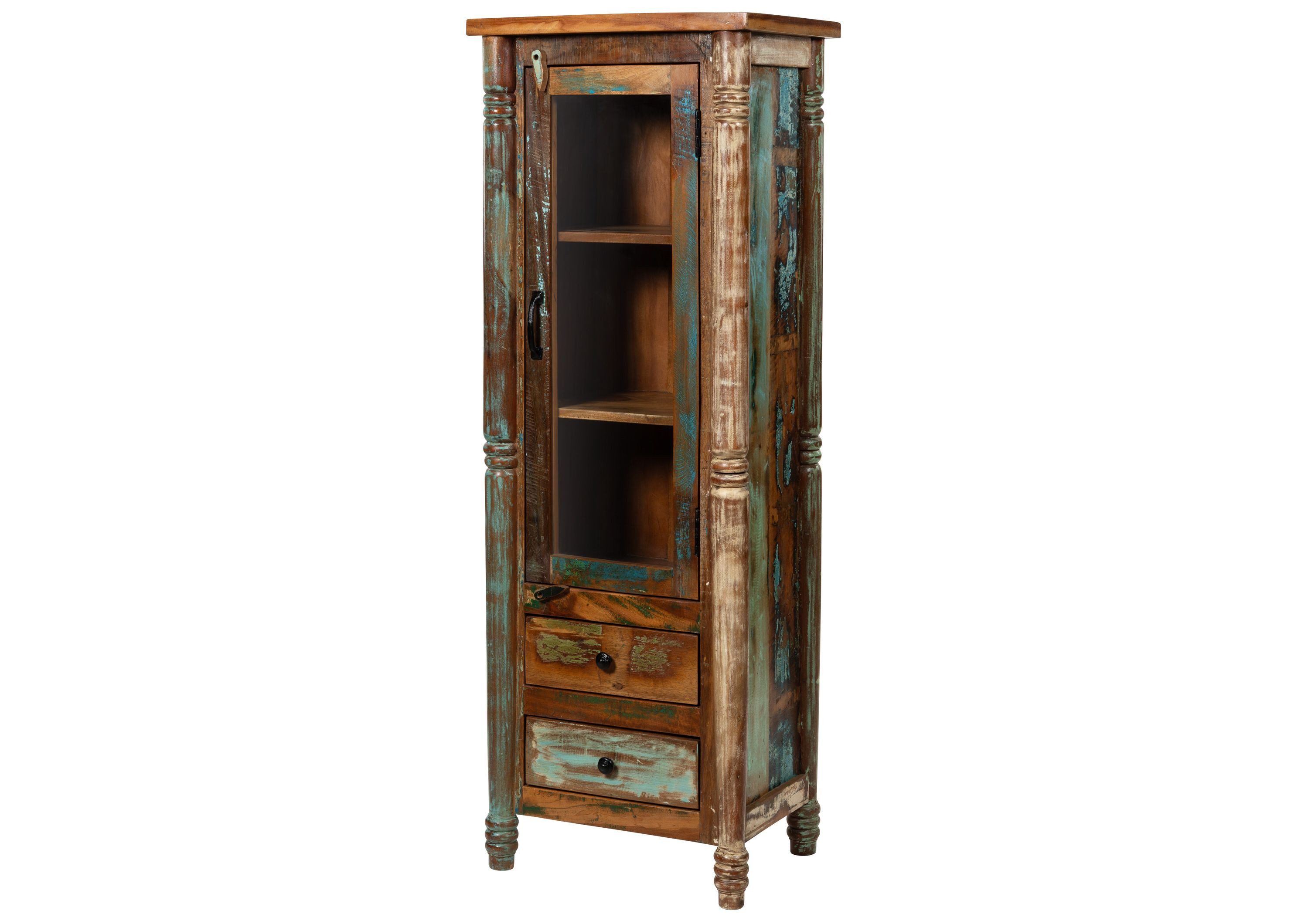 Massivmoebel24 Standvitrine #30 (Altholz 55x42x150 mehrfarbig günstig online kaufen