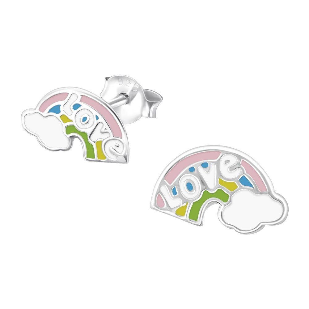 Ohrstecker-Set Ohrstecker Regenbogen mit Wolken aus 925 Silber Kinder