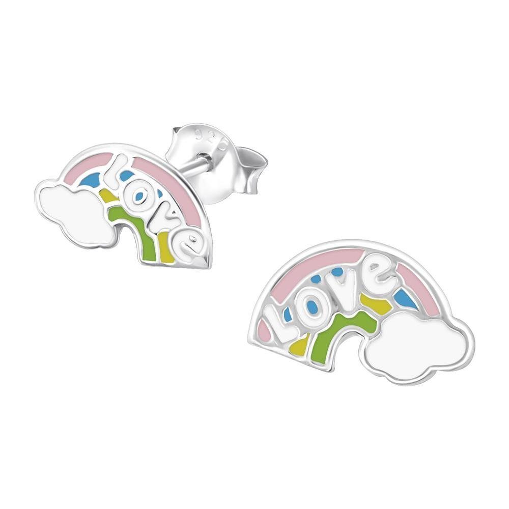 BUNGSA Ohrstecker-Set (2 mit Regenbogen Paar (1 Wolken Stück), Silber Ohrstecker Kinder 925 Ohrringe Ohrschmuck aus 2-tlg)