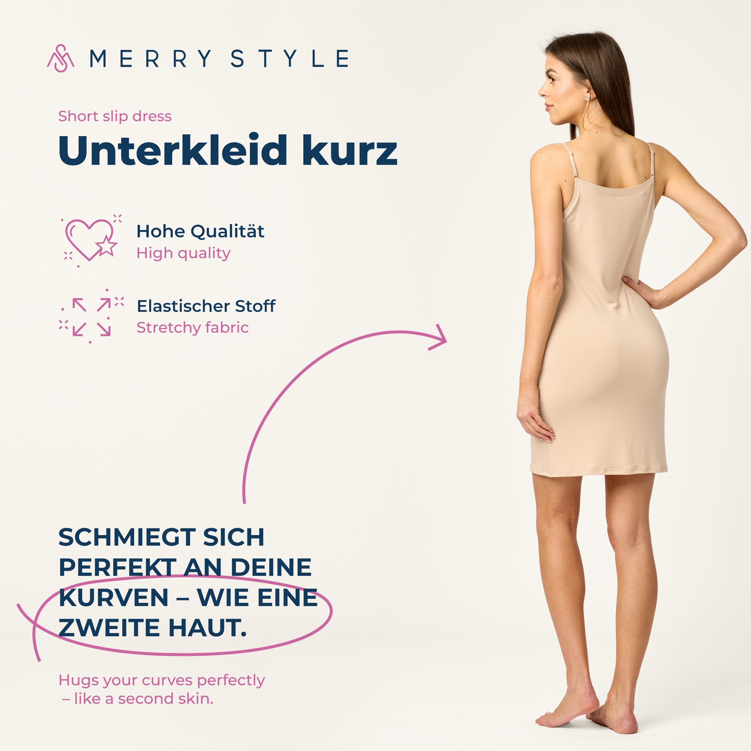Merry Style Unterkleid Damen kurz Viskose MS10-315 (1-tlg) verstellbare Träger
